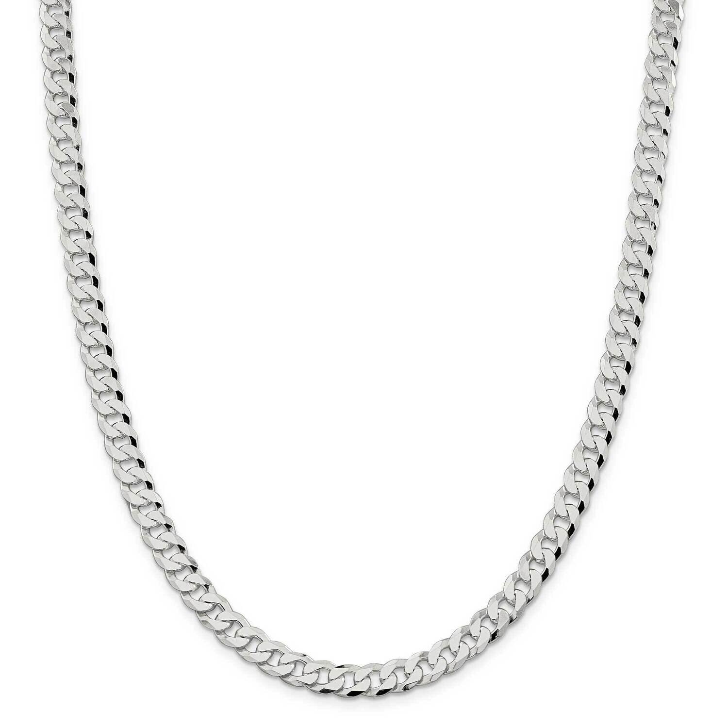 7mm Beveled Curb Chain 28 Inch Sterling Silver QFB180-28, MPN: QFB180-28,
