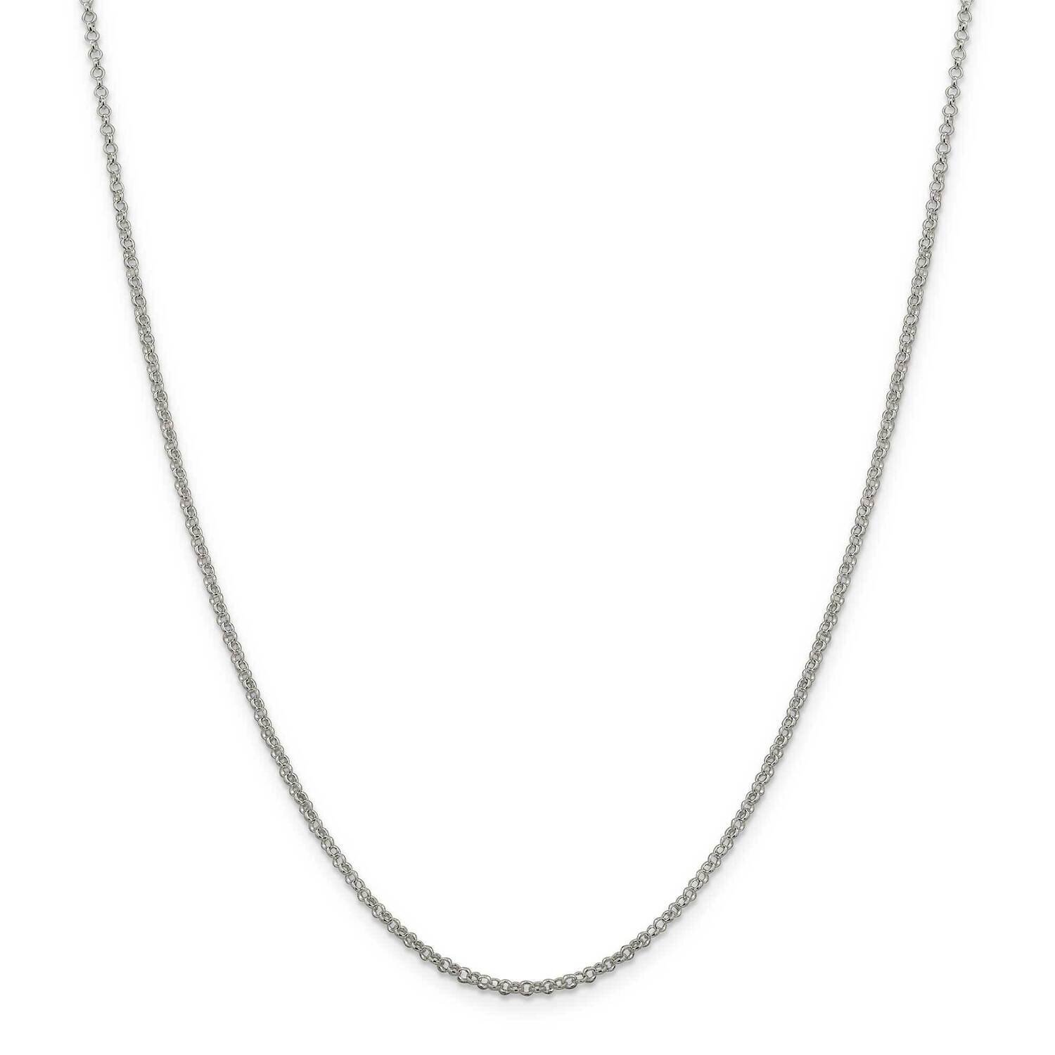 2mm Rolo Chain with 4 Inch Extender 22 Inch Sterling Silver QFC104E-22, MPN: QFC104E-22,