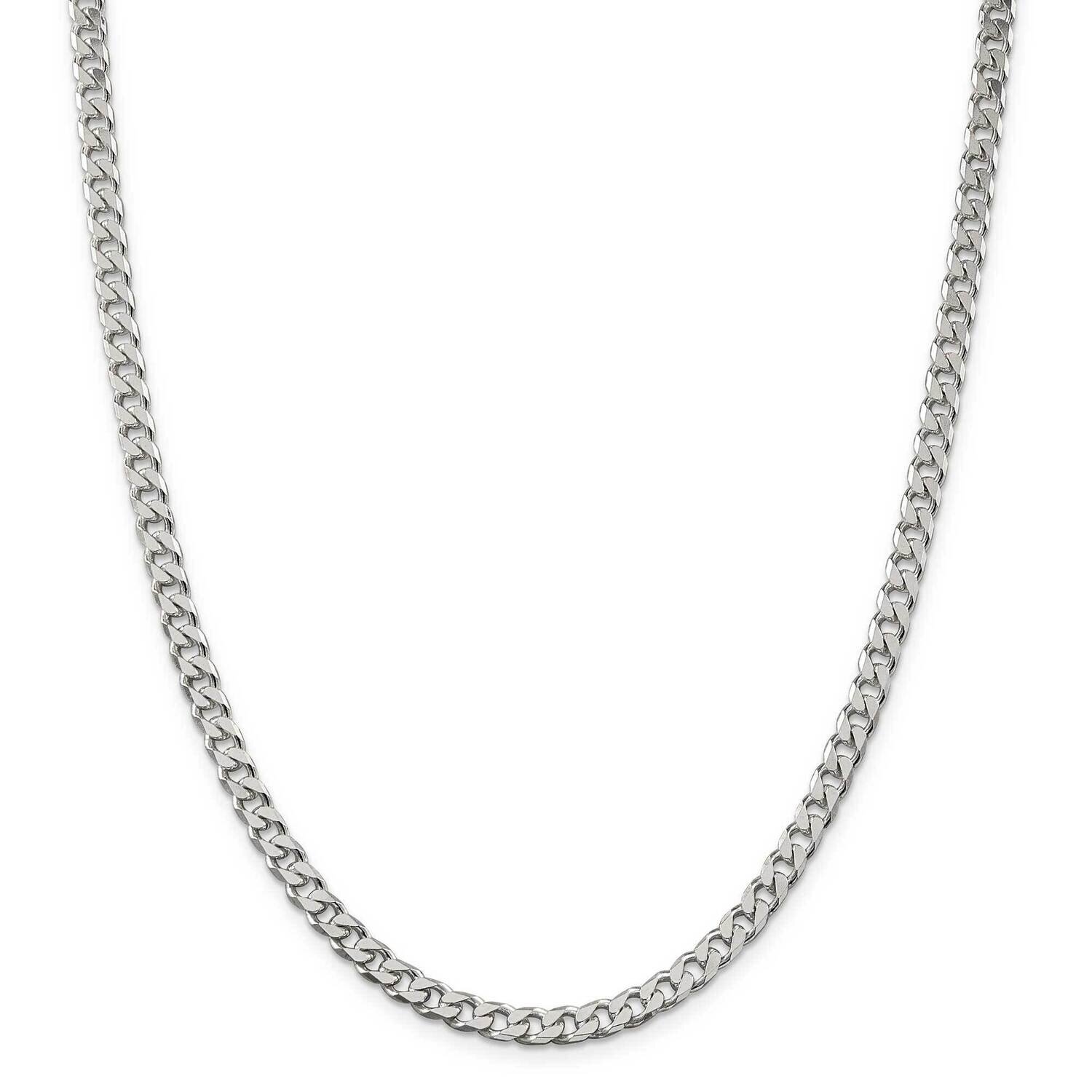 5mm Curb Chain 22 Inch Sterling Silver Polished QFC147-22