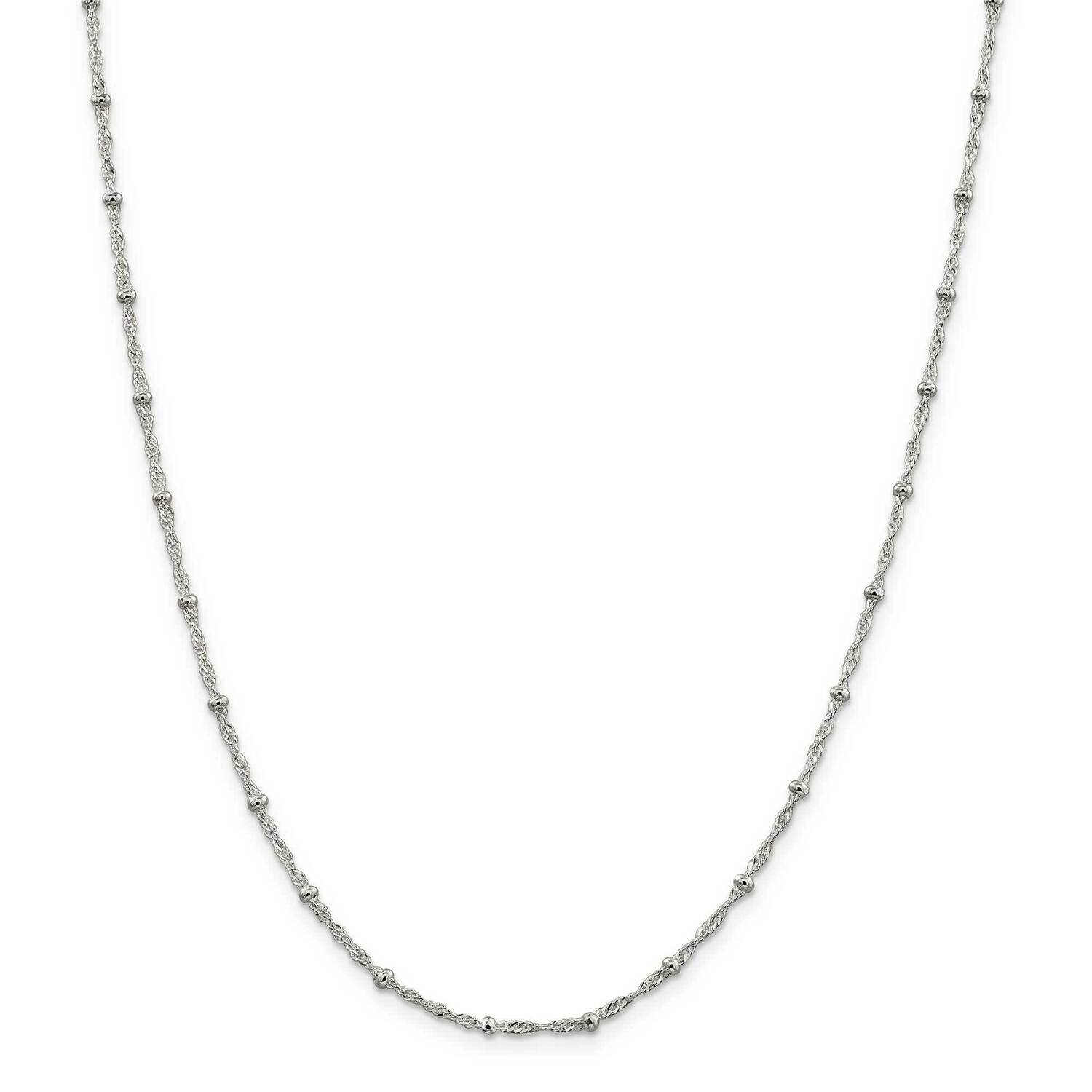2.5mm Singapore with Beads Chain 14 Inch Sterling Silver QFC165-14, MPN: QFC165-14, 191101783418