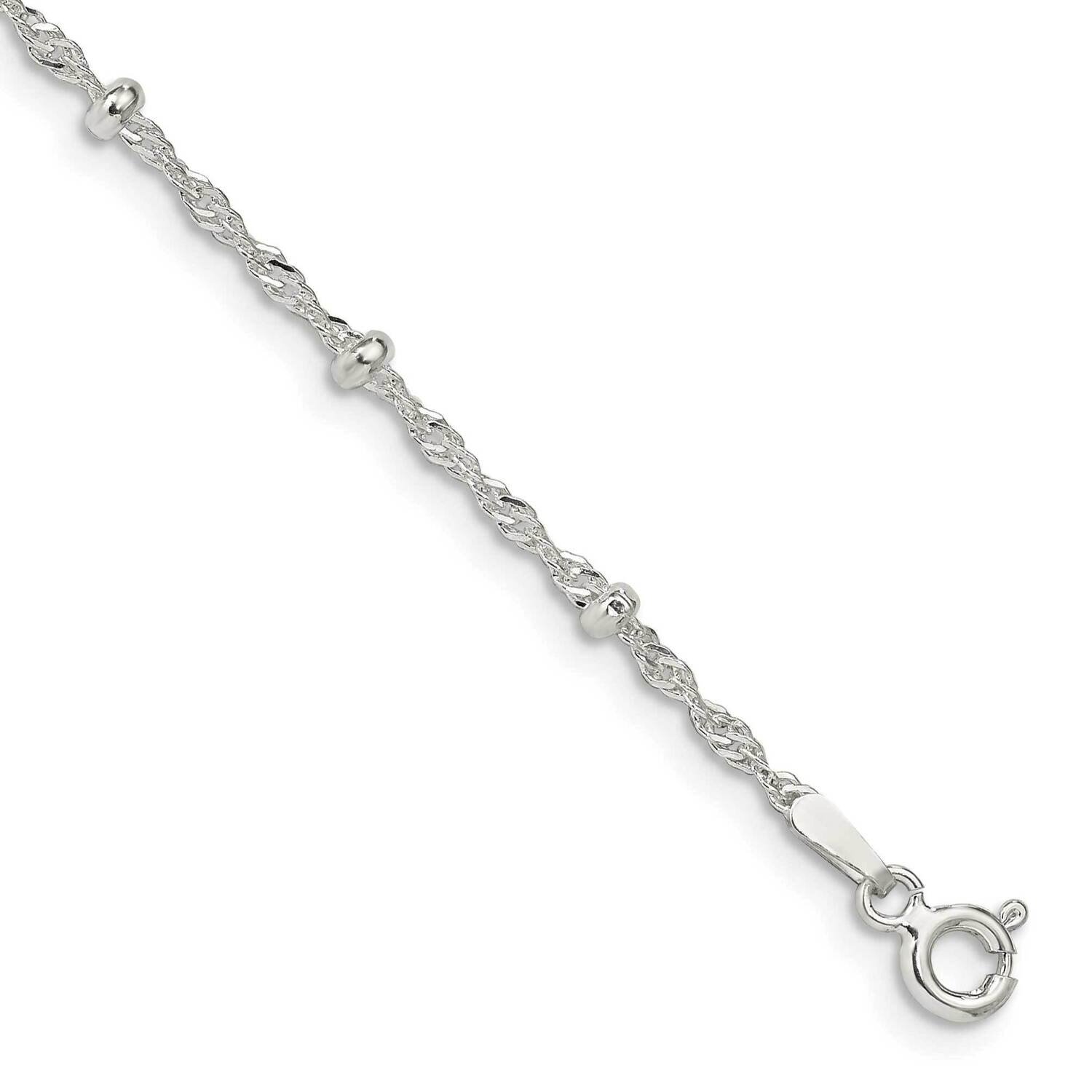 2.5mm Singapore with Beads Chain 7 Inch Sterling Silver QFC165-7, MPN: QFC165-7,