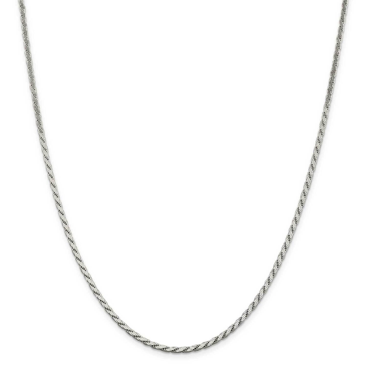 2.5mm Flat Rope Chain 22 Inch Sterling Silver QFC203-22, MPN: QFC203-22,