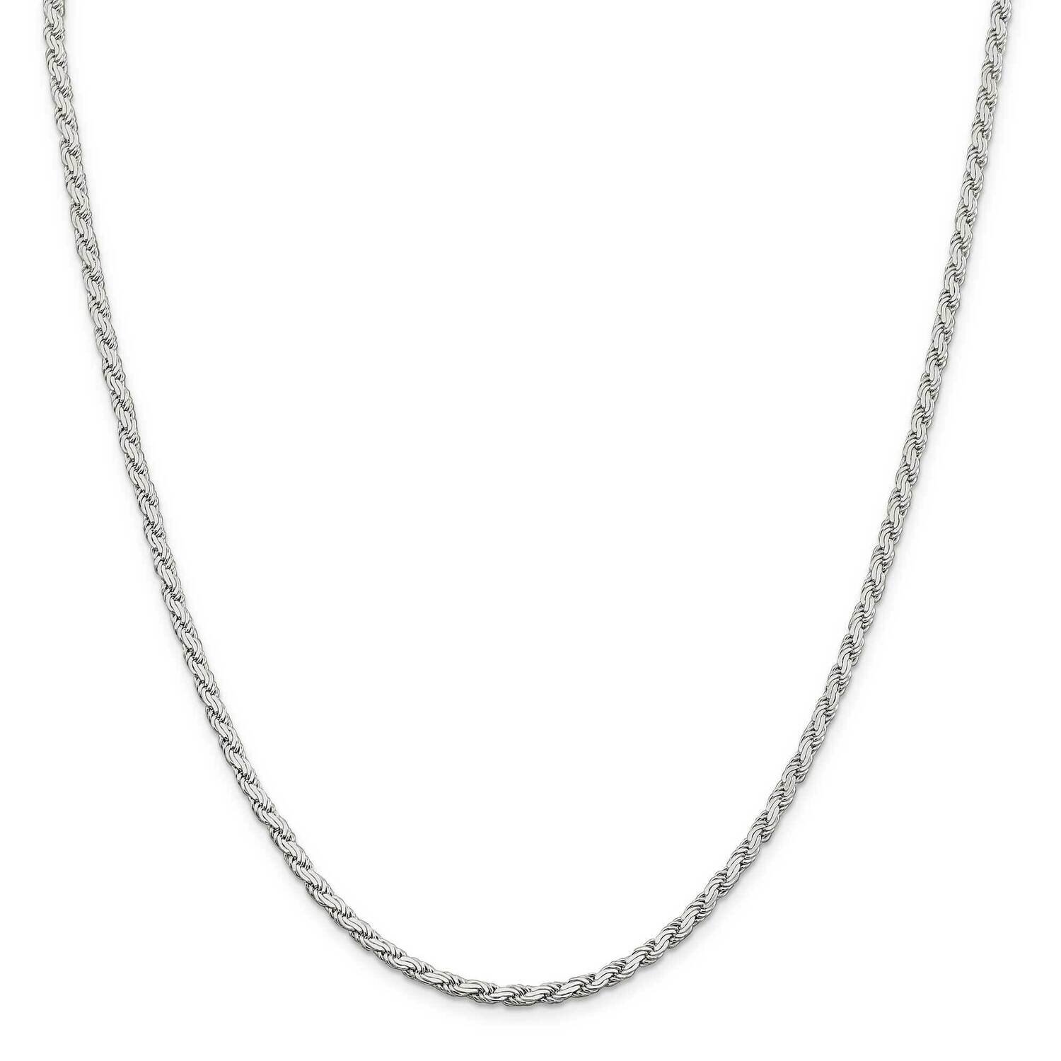 3.1mm Flat Rope Chain 22 Inch Sterling Silver QFC204-22