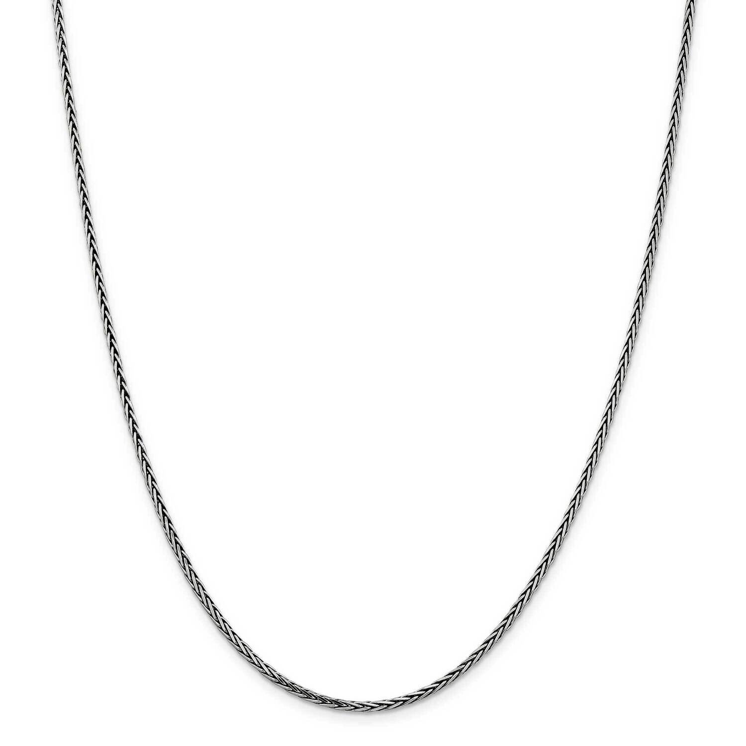 2.2mm Solid Square Spiga Chain 26 Inch Sterling Silver Antiqued QFC206-26