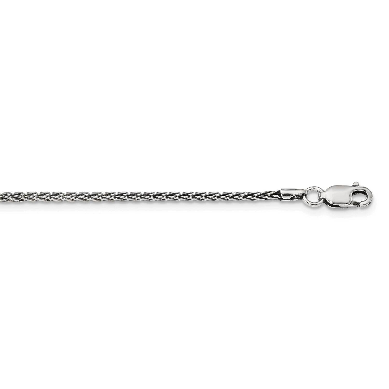 1.6mm Solid Square Spiga Chain 26 Inch Sterling Silver Antiqued QFC215-26