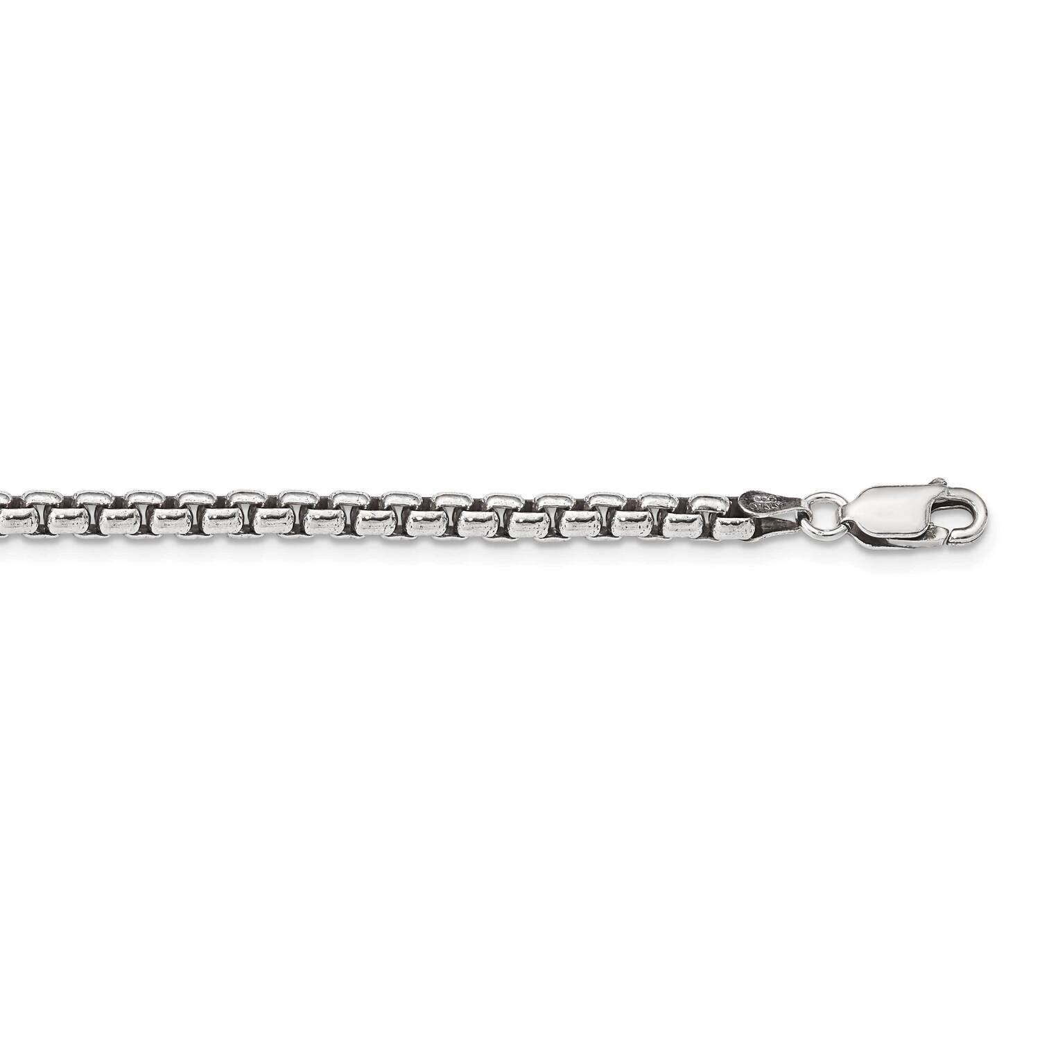 3.6mm Round Box Chain 26 Inch Sterling Silver Antiqued QFC216-26, MPN: QFC216-26,