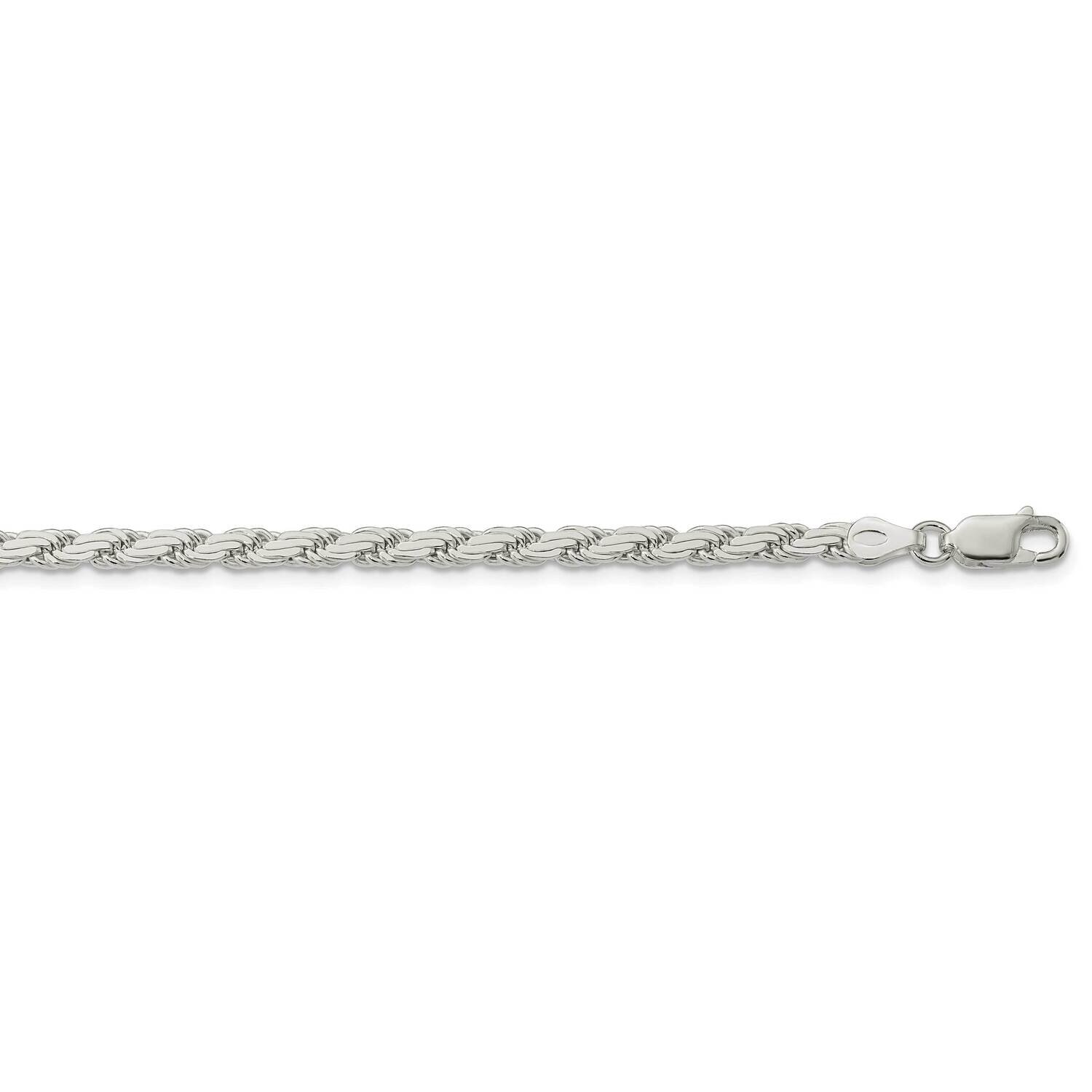 3.65mm Flat Rope Chain 24 Inch Sterling Silver QFC223-24