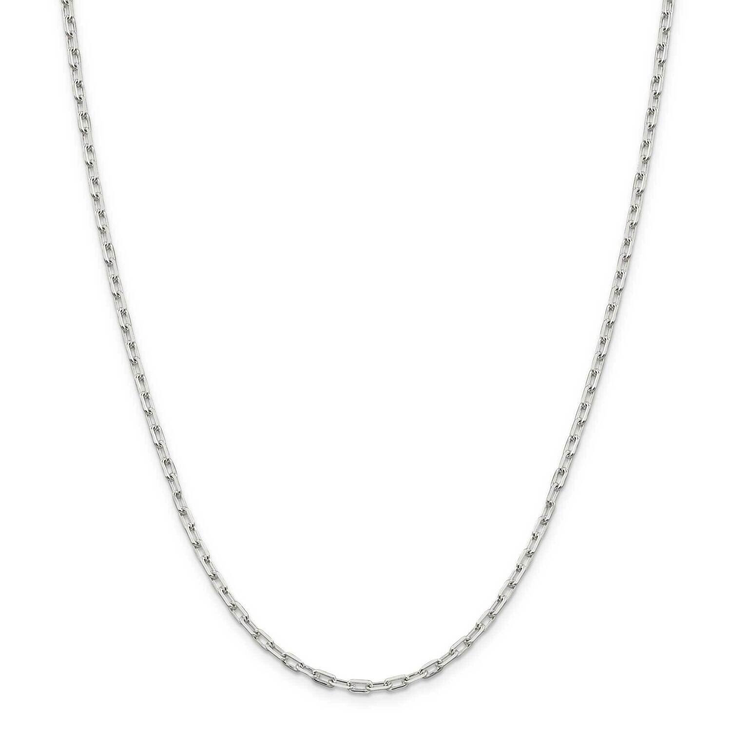 2.75mm Elongated Open Link Chain 36 Inch Sterling Silver QFC52-36