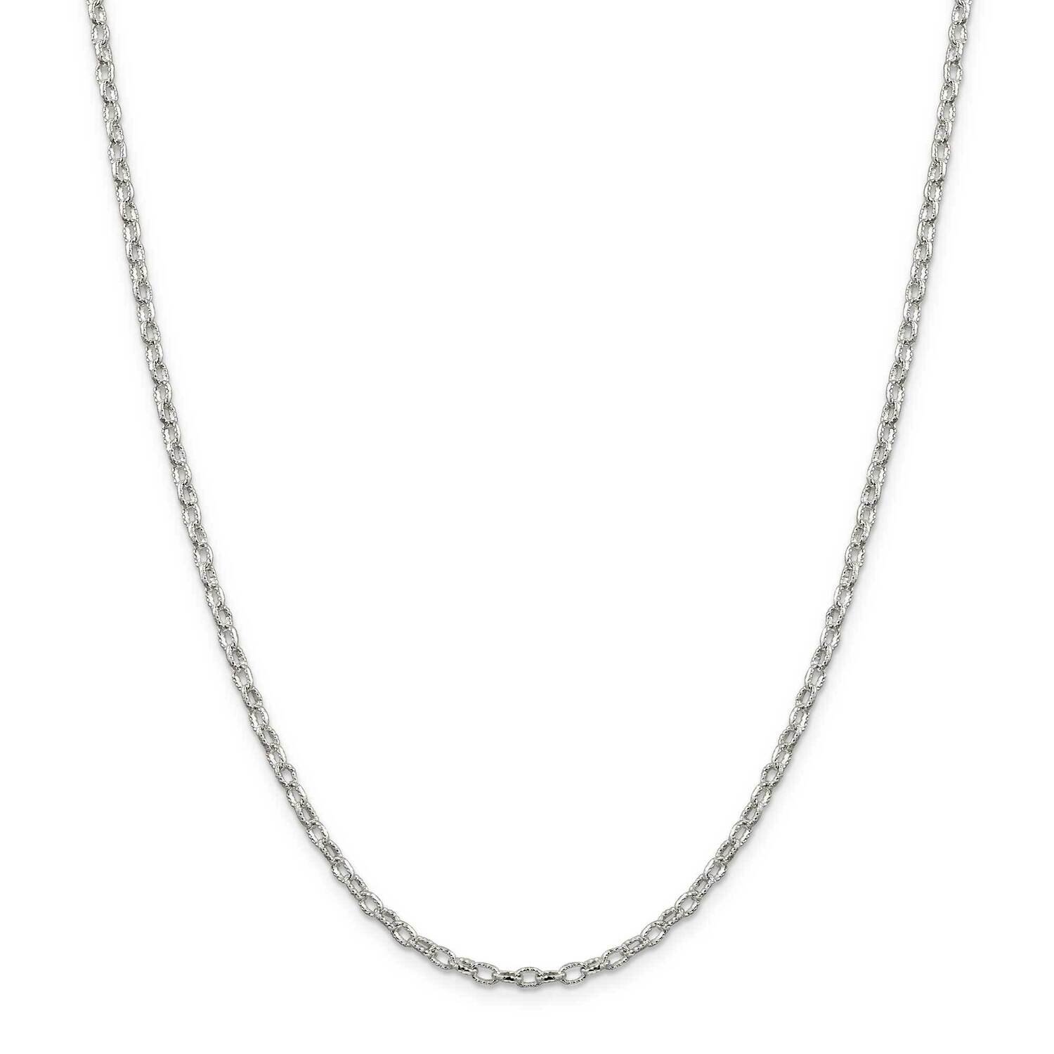 3mm Fancy Patterned Rolo Chain 26 Inch Sterling Silver QFC56-26, MPN: QFC56-26,