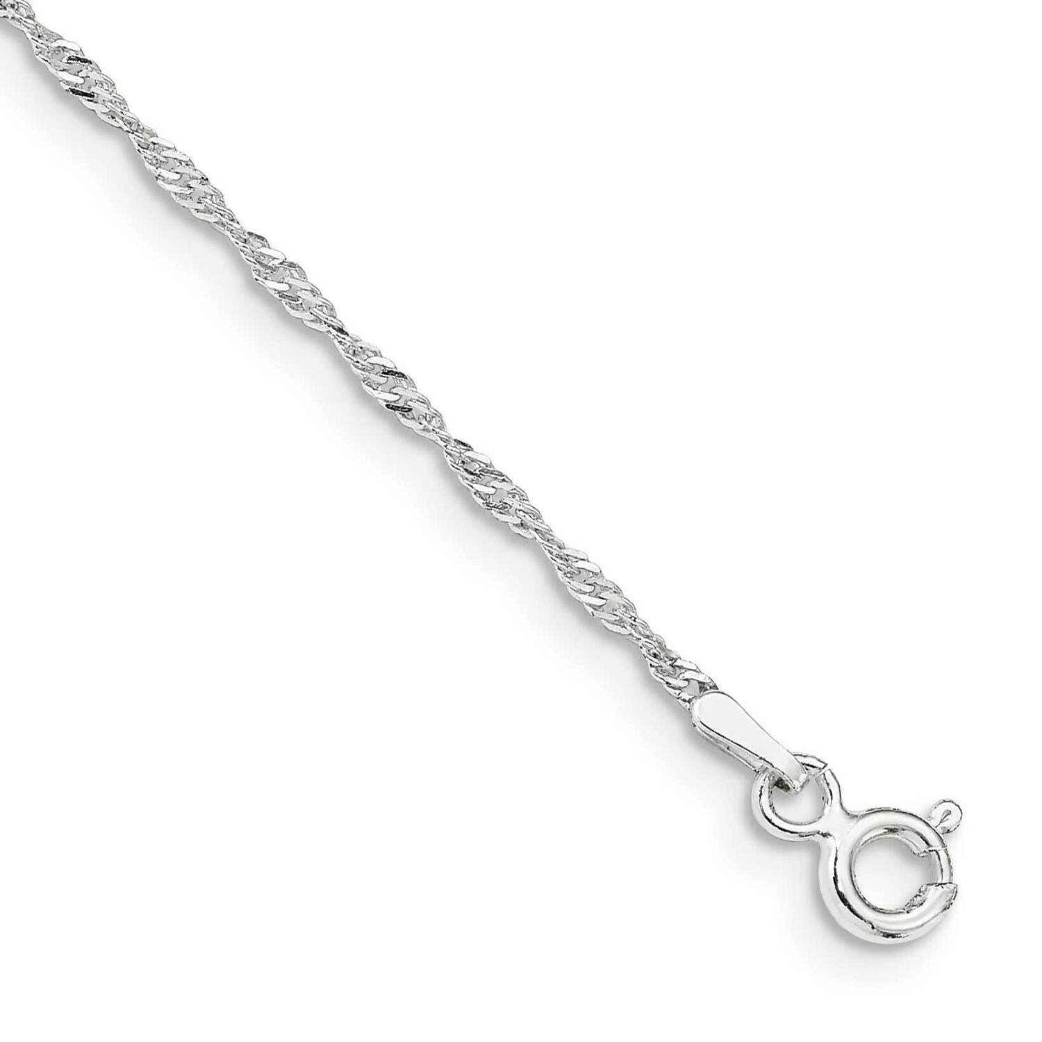 1.4mm Singapore Chain Anklet 9 Inch Sterling Silver QFC68-9, MPN: QFC68-9, 196904160886
