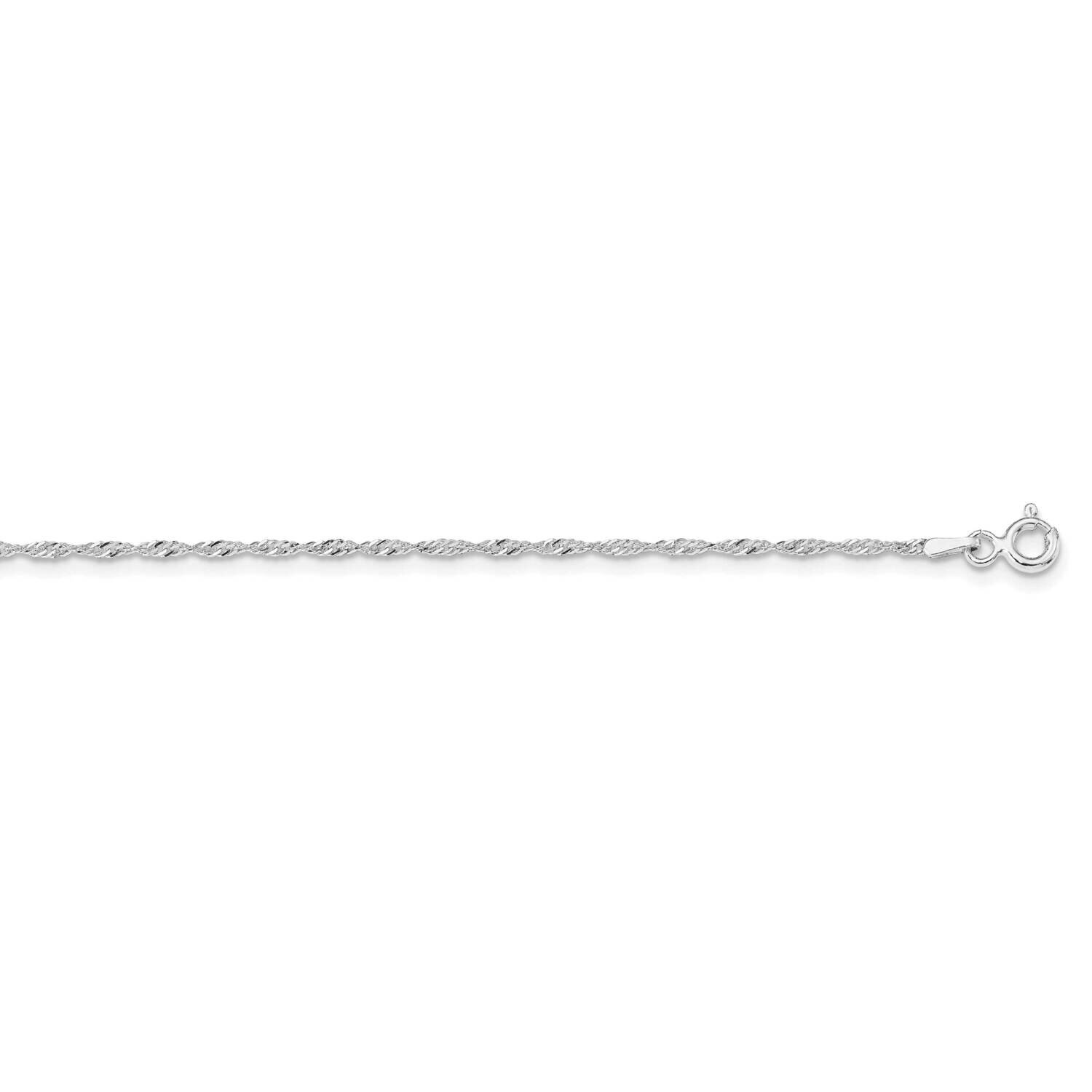 1.4mm Singapore Chain 20 Inch Sterling Silver Rhodium-Plated QFC68R-20, MPN: QFC68R-20,