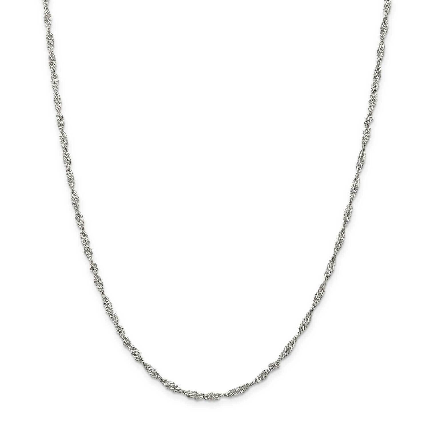 2.25mm Singapore Chain 30 Inch Sterling Silver QFC69-30, MPN: QFC69-30,