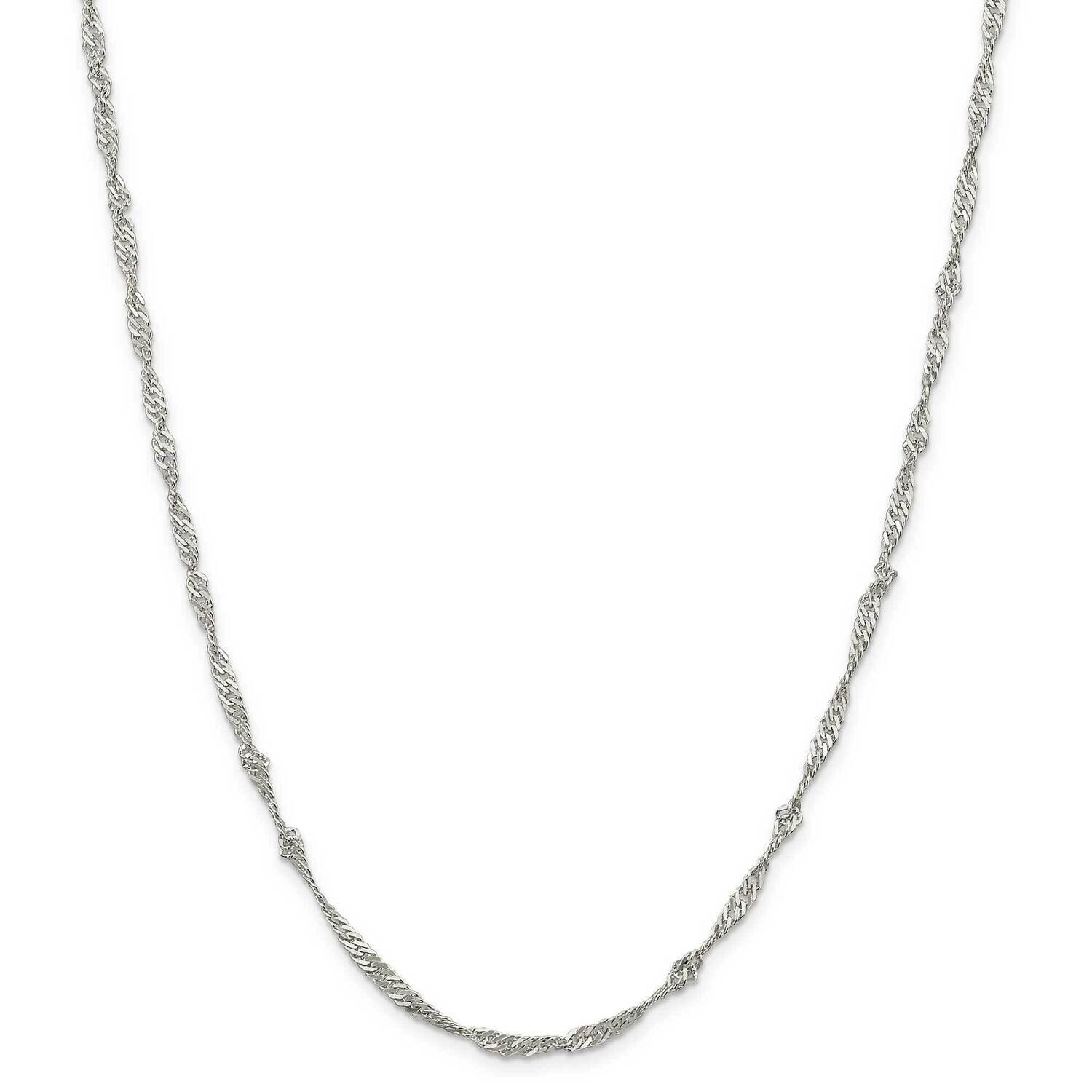 3mm Singapore Chain 22 Inch Sterling Silver QFC70-22, MPN: QFC70-22,
