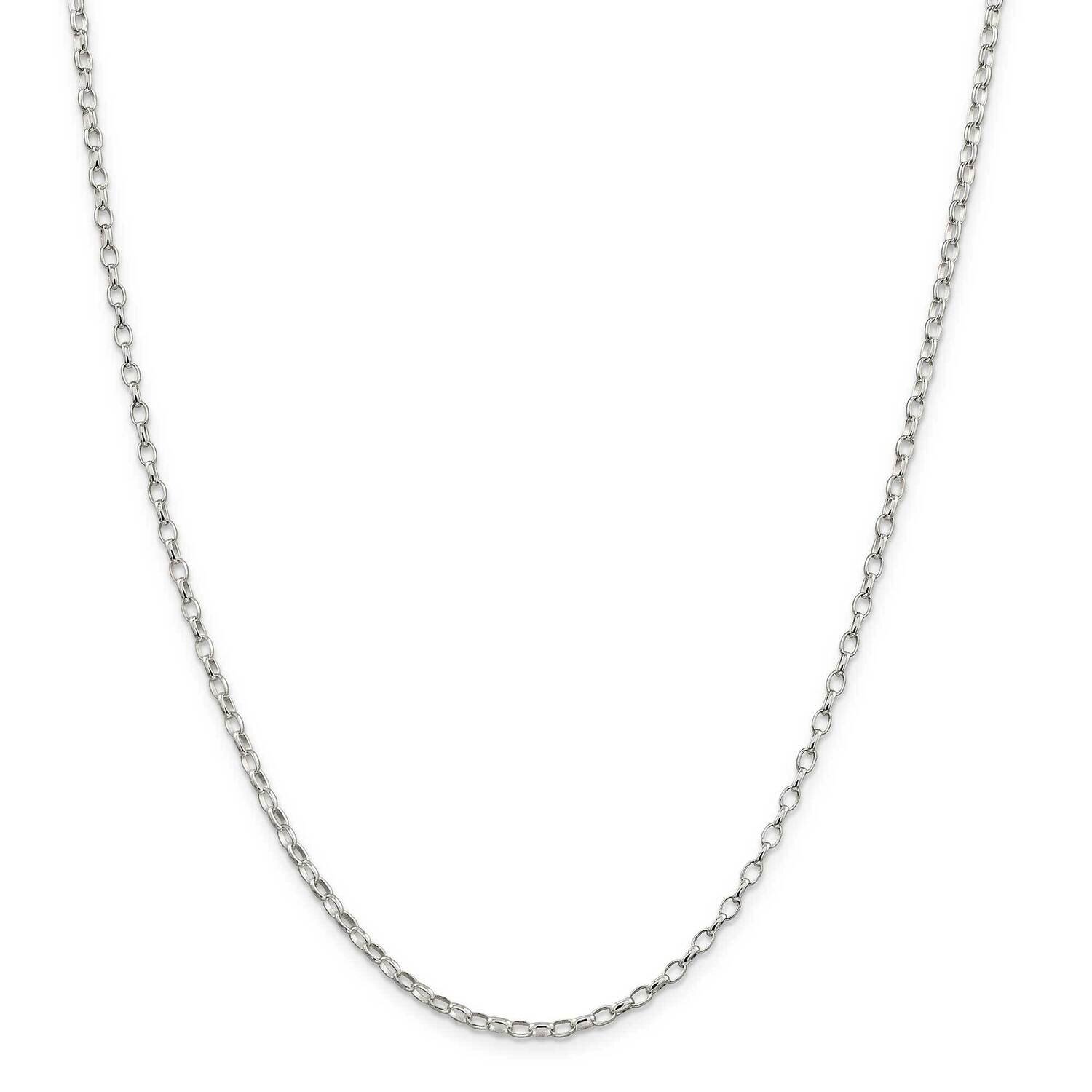 2.5mm Oval Fancy Rolo Chain 22 Inch Sterling Silver QFC85-22, MPN: QFC85-22,