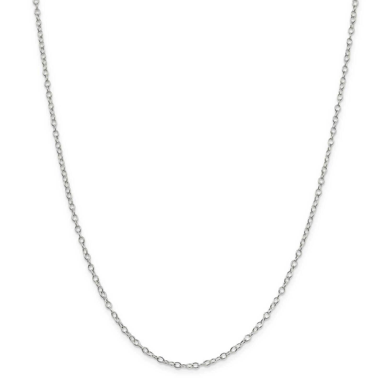 2.25mm Oval Cable Chain 26 Inch Sterling Silver QFC93-26, MPN: QFC93-26,