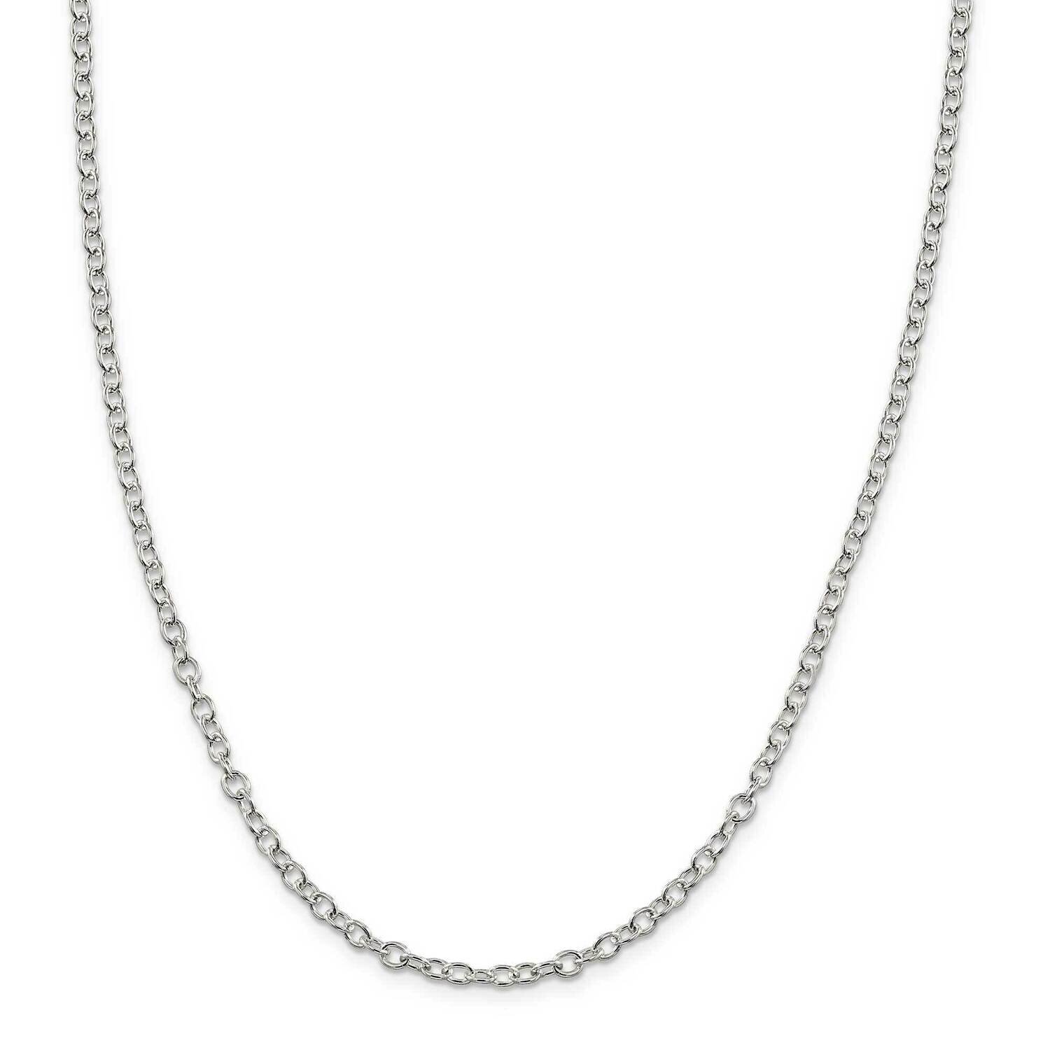 3.75mm Oval Cable Chain 26 Inch Sterling Silver QFC94-26, MPN: QFC94-26,
