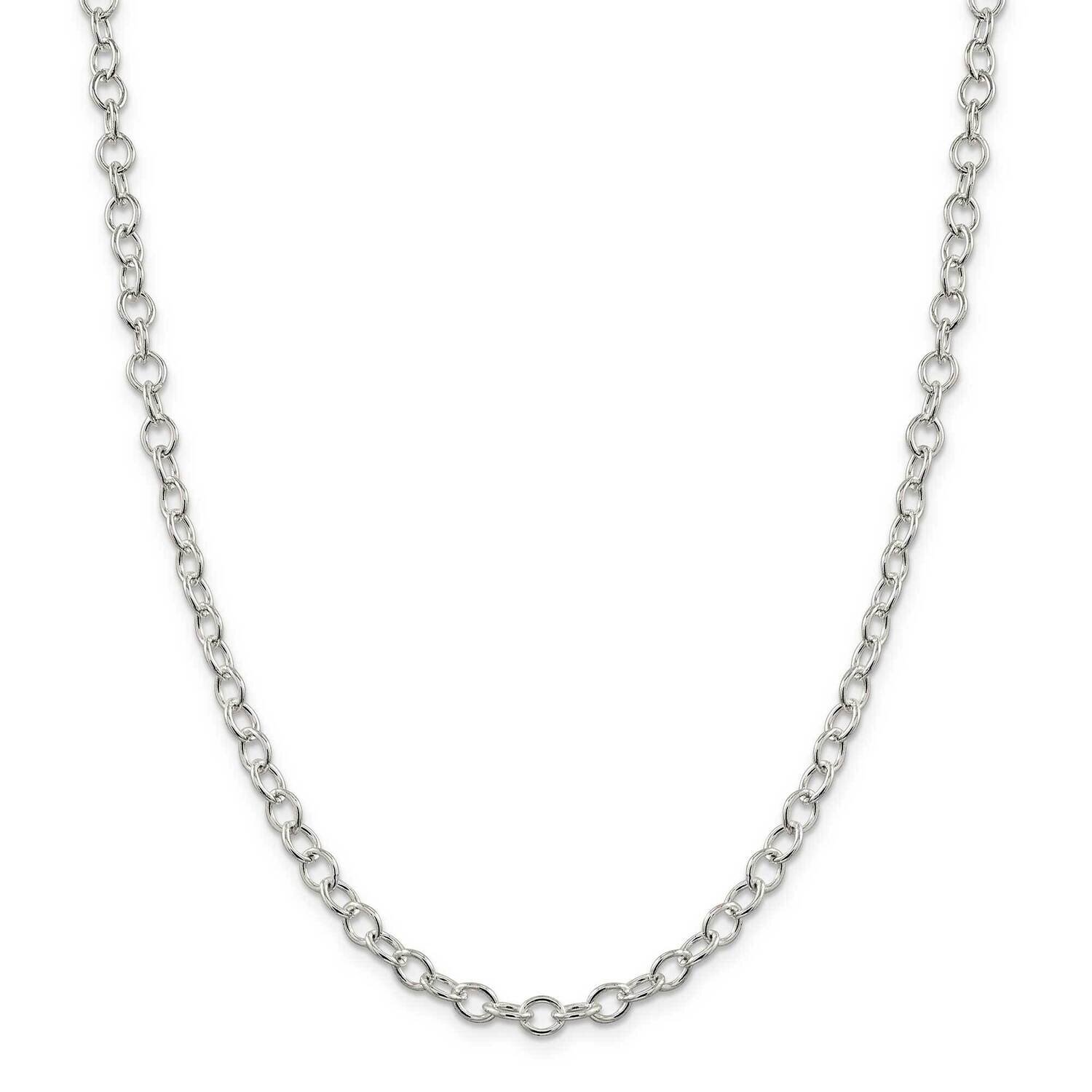 5.3mm Oval Cable Chain 26 Inch Sterling Silver QFC95-26