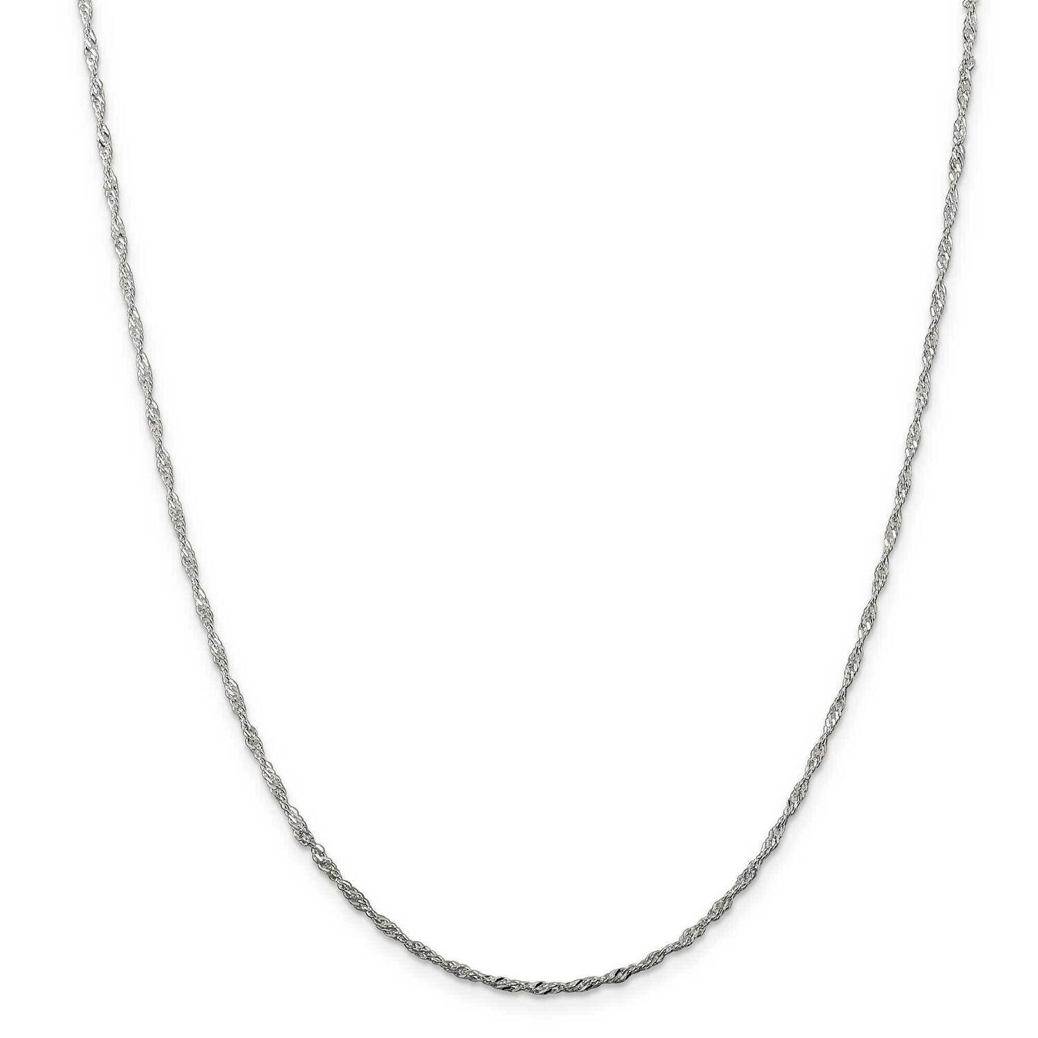 1.75mm Singapore Chain with 4 Inch Extender 22 Inch Sterling Silver QFC98E-22, MPN: QFC98E-22,