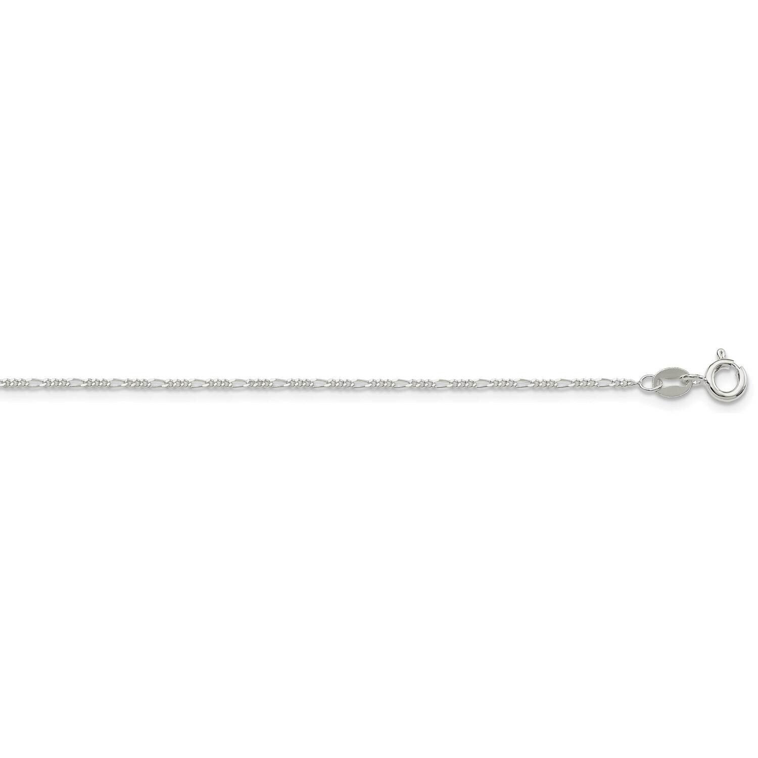 1.2mm Figaro Chain 16 Inch Sterling Silver QFG035-16, MPN: QFG035-16,