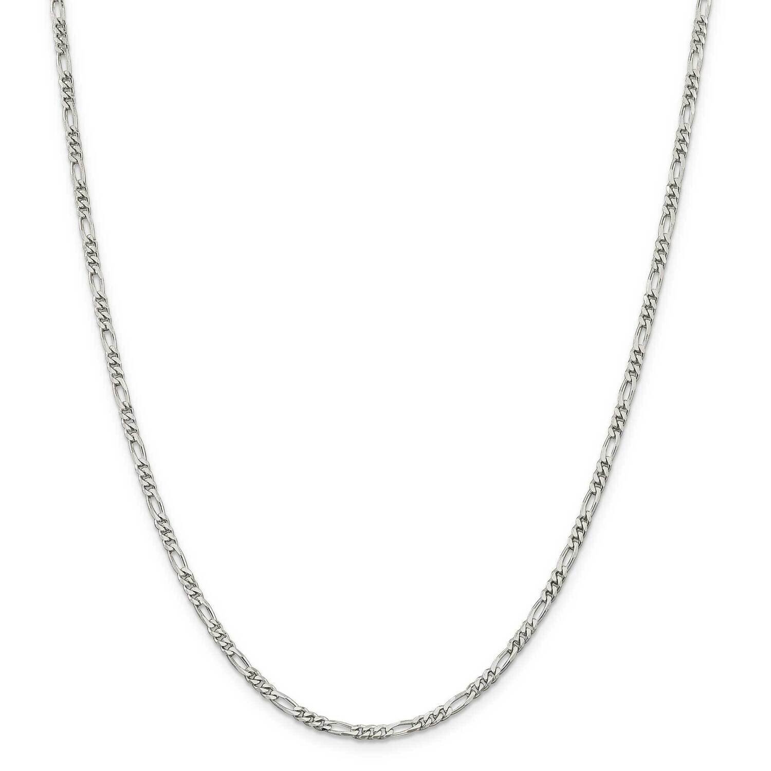2.85mm Figaro Chain 14 Inch Sterling Silver QFG080-14