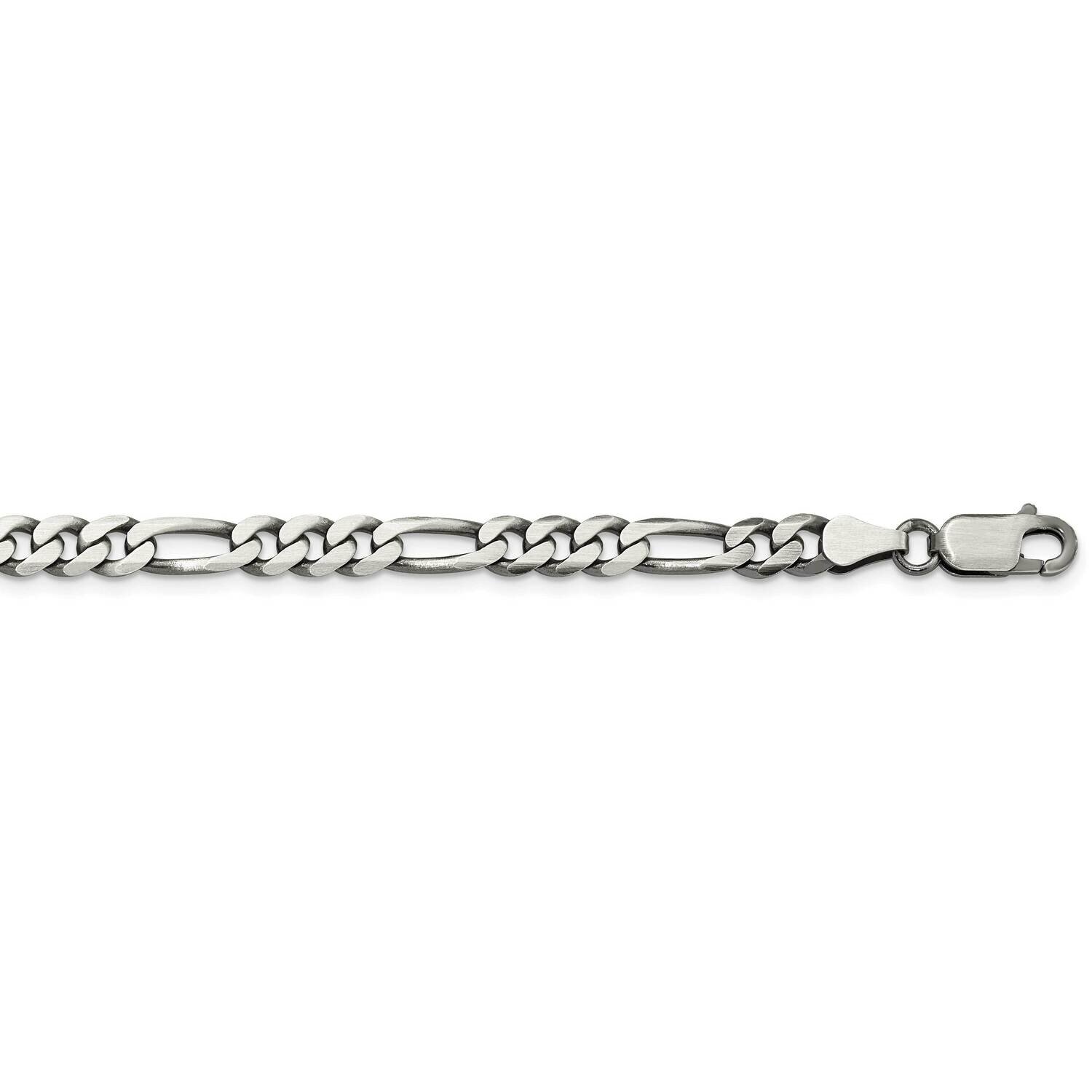 5.5mm Figaro Chain 20 Inch Sterling Silver Antiqued QFG150A-20, MPN: QFG150A-20,