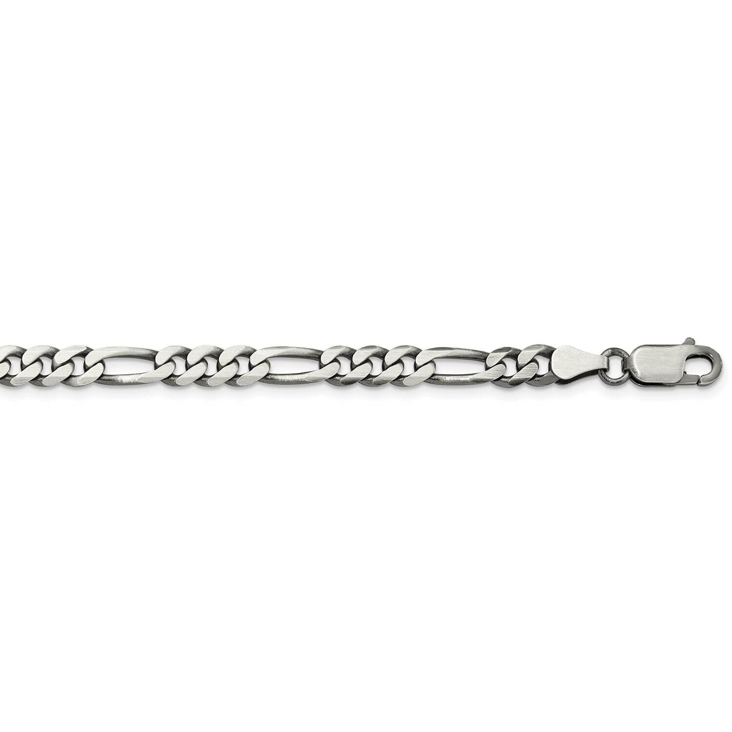 5.5mm Figaro Chain 24 Inch Sterling Silver Antiqued QFG150A-24