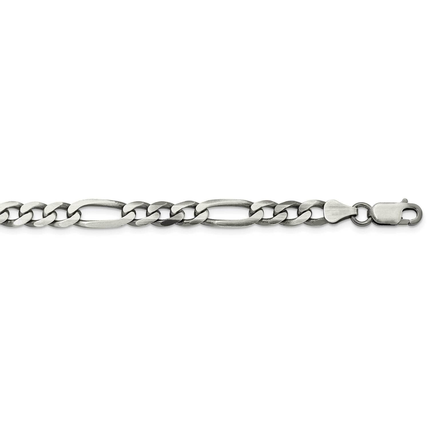 6.5mm Figaro Chain 24 Inch Sterling Silver Antiqued QFG180A-24, MPN: QFG180A-24,