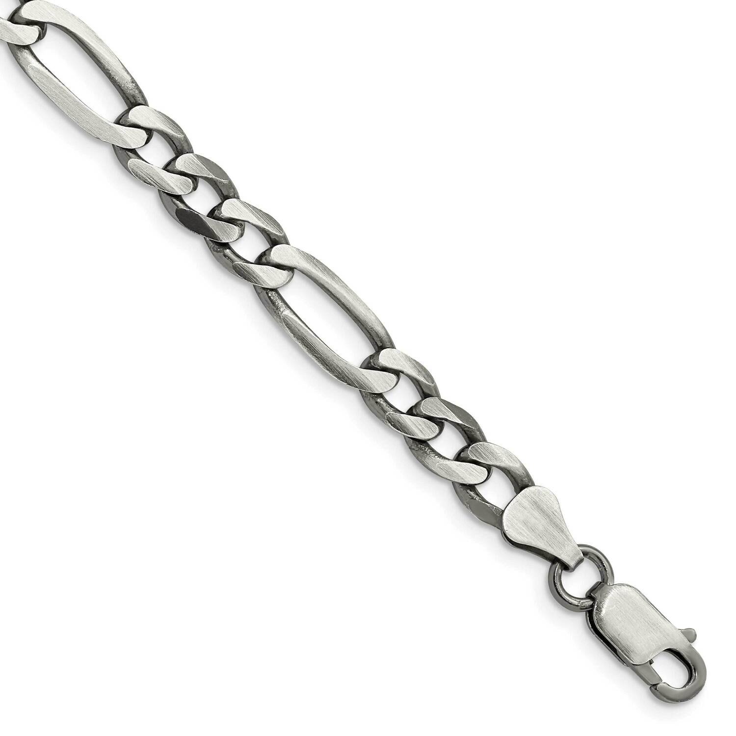 6.5mm Figaro Chain 8 Inch Sterling Silver Antiqued QFG180A-8, MPN: QFG180A-8, 191101770340