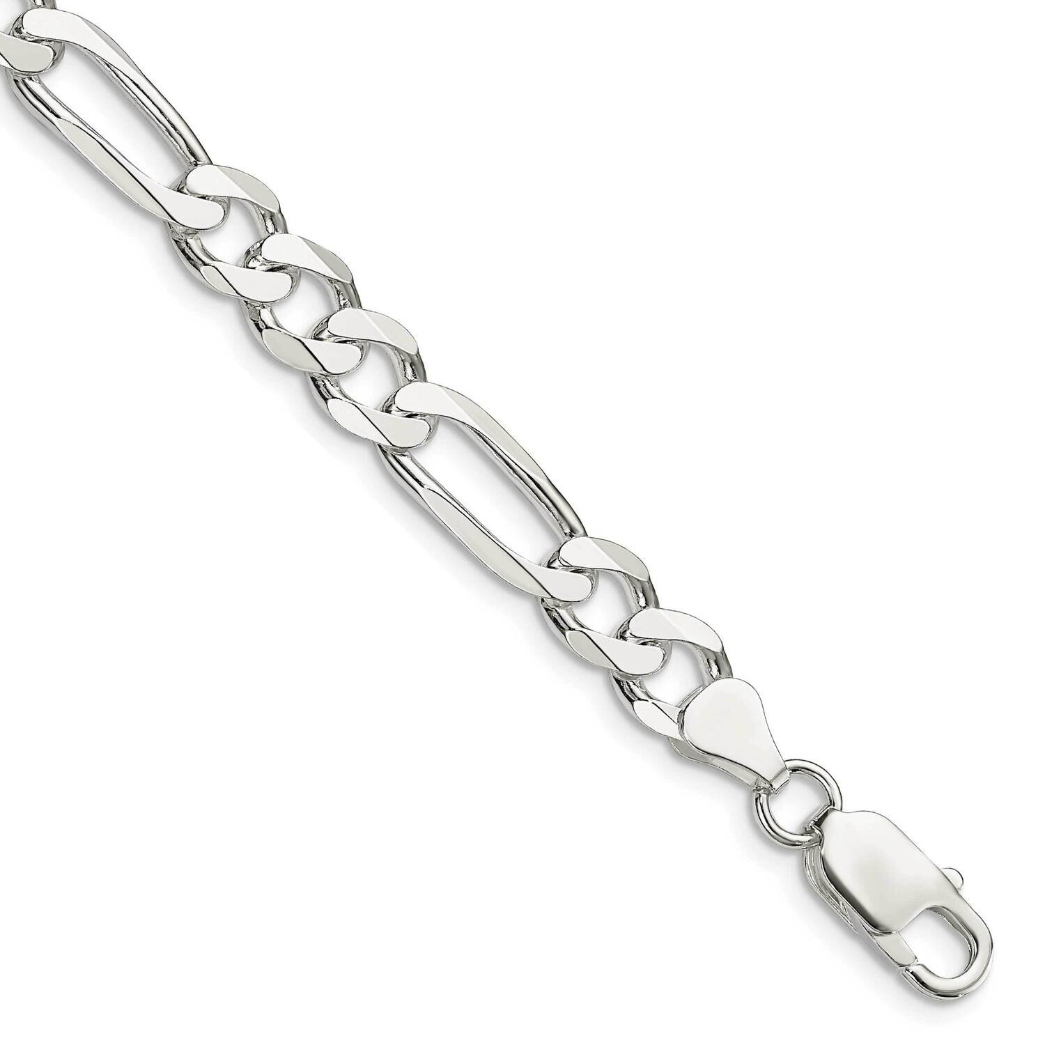 7.5mm Figaro Chain 7 Inch Sterling Silver QFG200-7