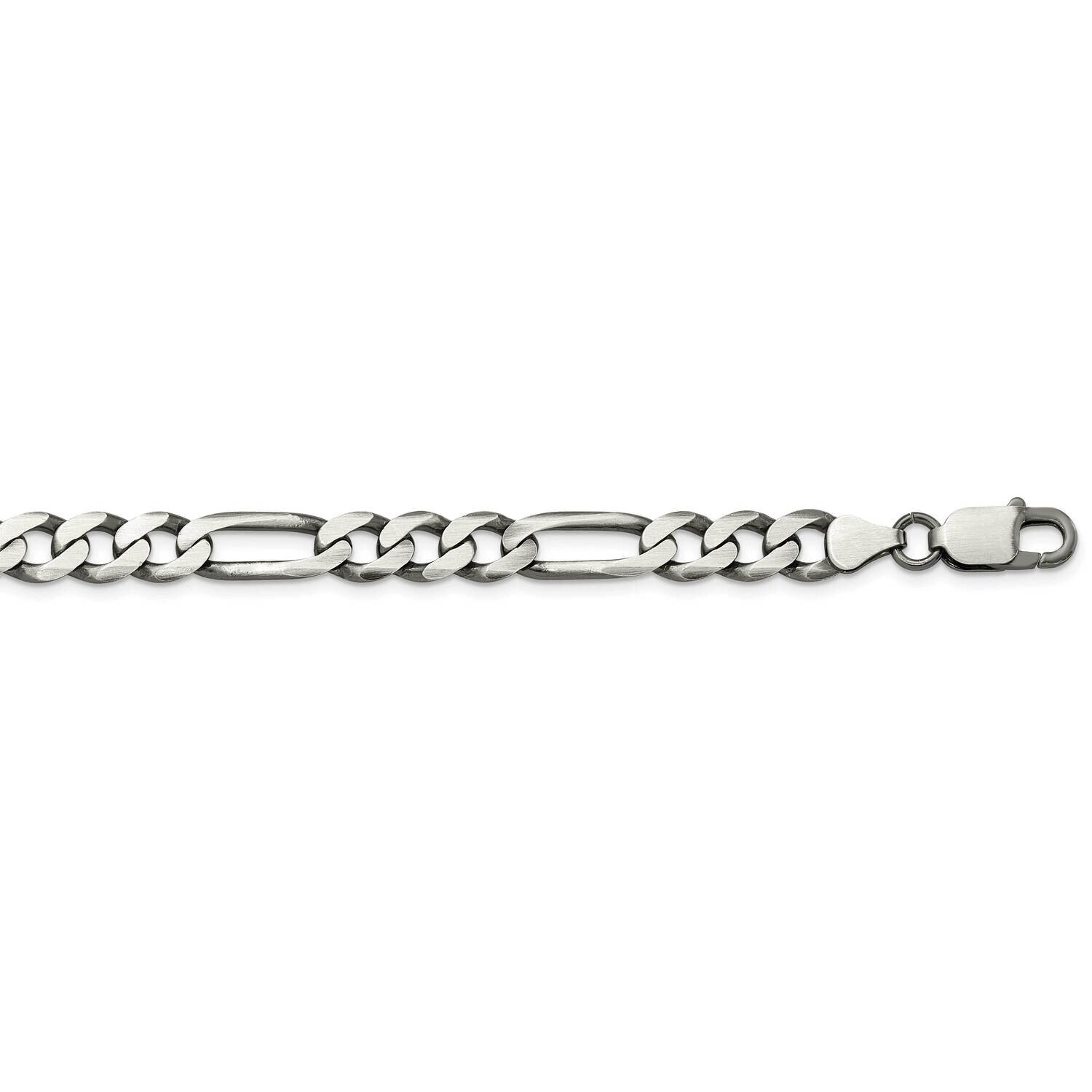 7.5mm Figaro Chain 26 Inch Sterling Silver Antiqued QFG200A-26, MPN: QFG200A-26,