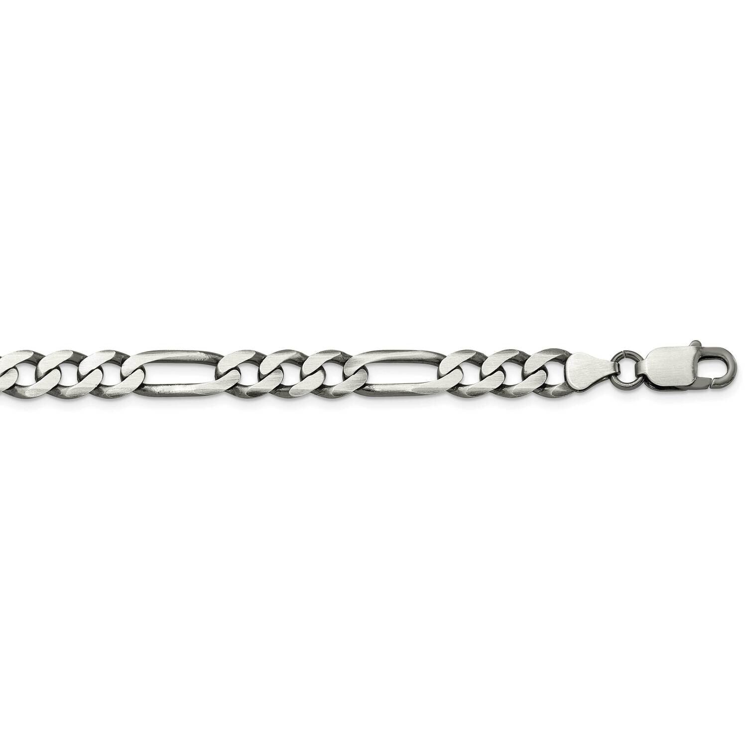 7.5mm Figaro Chain 28 Inch Sterling Silver Antiqued QFG200A-28