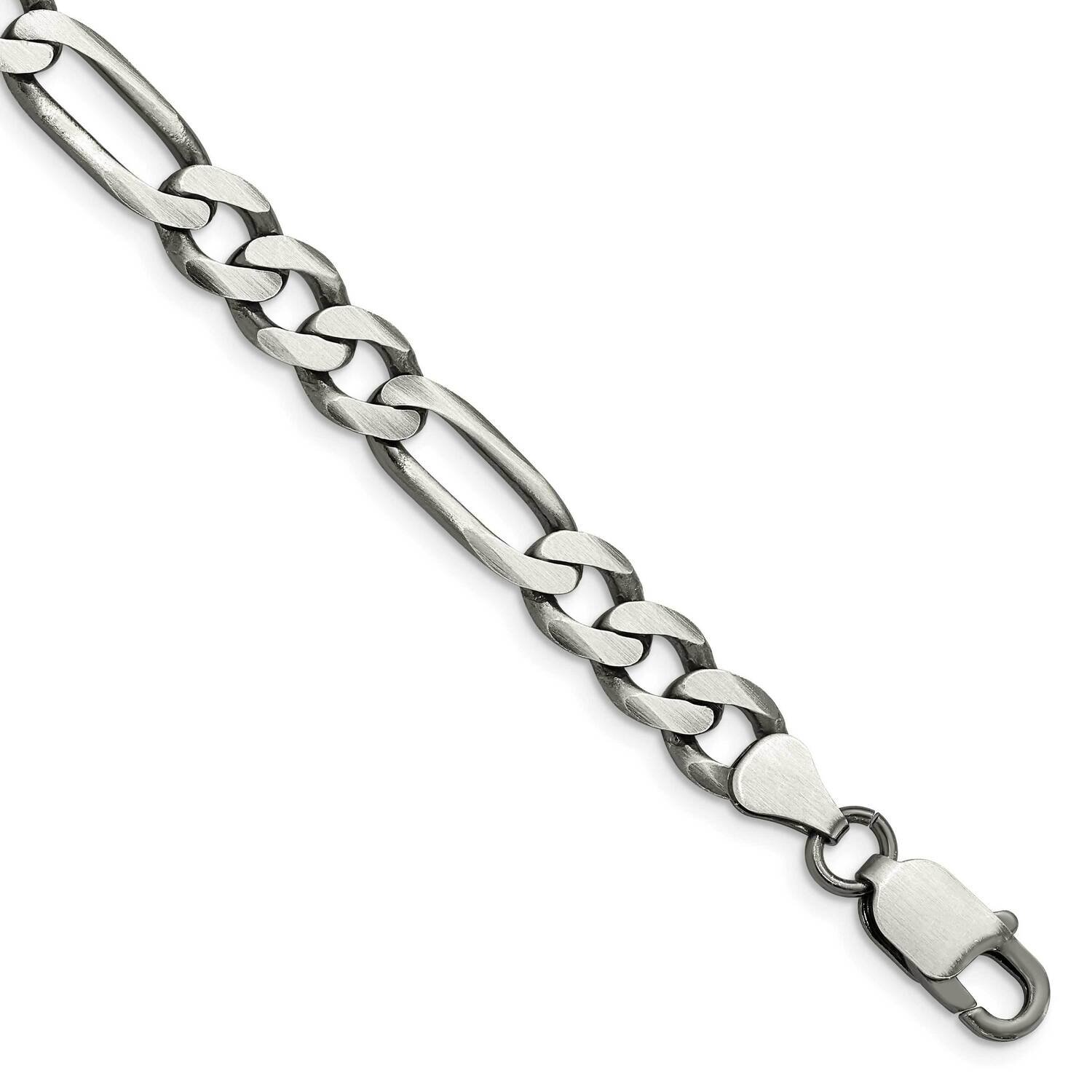 7.5mm Figaro Chain 8 Inch Sterling Silver Antiqued QFG200A-8, MPN: QFG200A-8, 191101770333