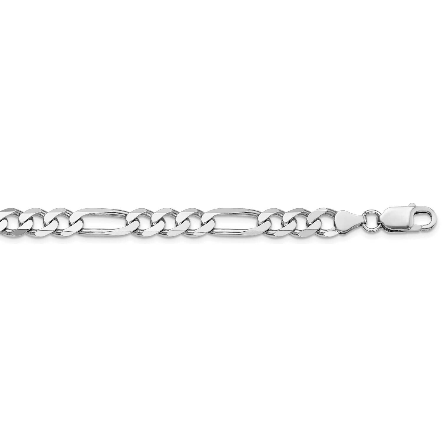 7.5mm Figaro Chain 20 Inch Sterling Silver Rhodium-Plated QFG200R-20, MPN: QFG200R-20,