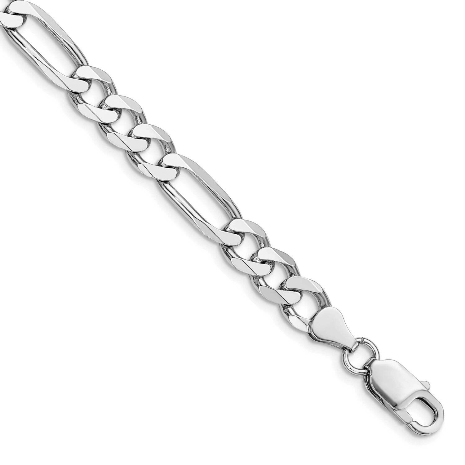 7.5mm Figaro Chain 8 Inch Sterling Silver Rhodium-Plated QFG200R-8