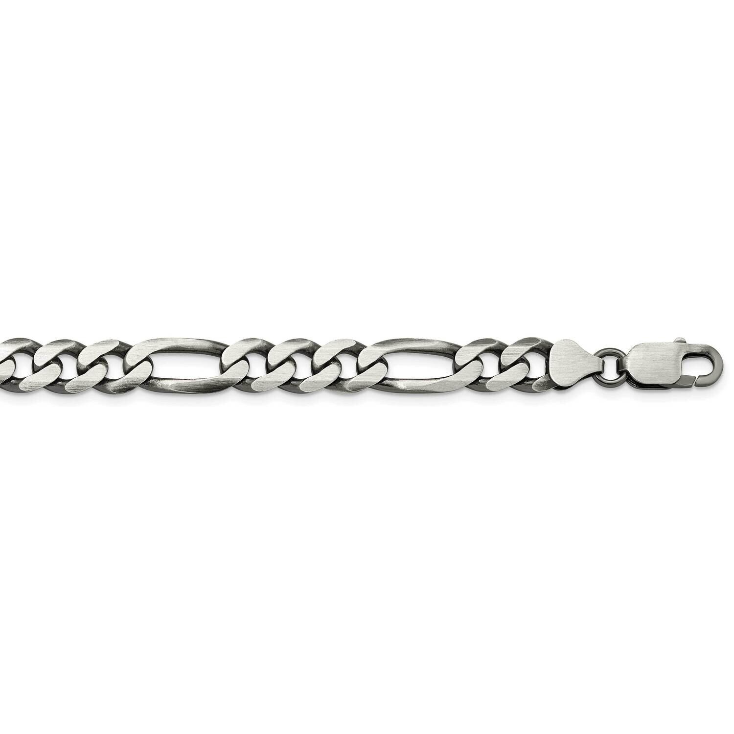 7.75mm Figaro Chain 20 Inch Sterling Silver Antiqued QFG220A-20