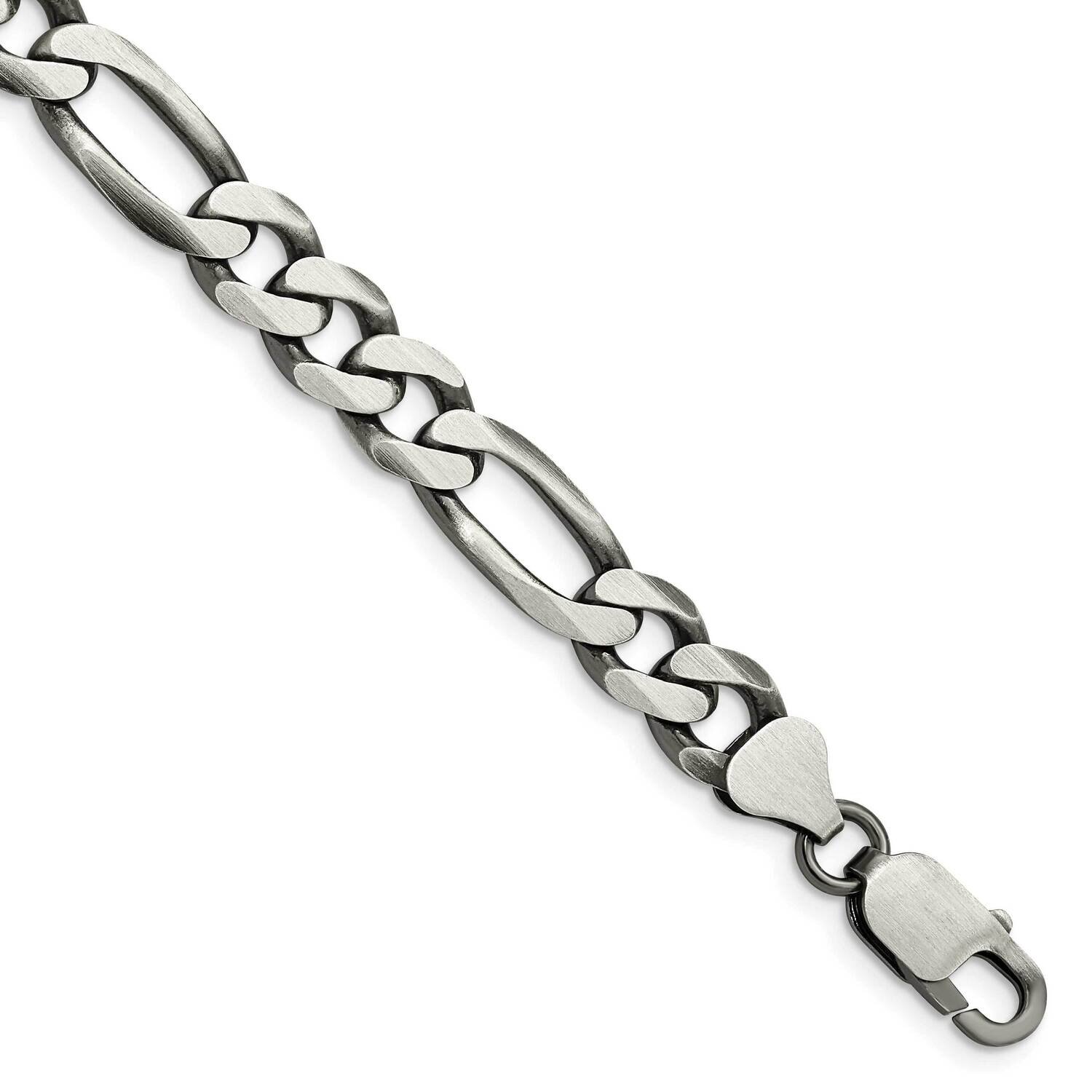 7.75mm Figaro Chain 8 Inch Sterling Silver Antiqued QFG220A-8, MPN: QFG220A-8, 191101770326