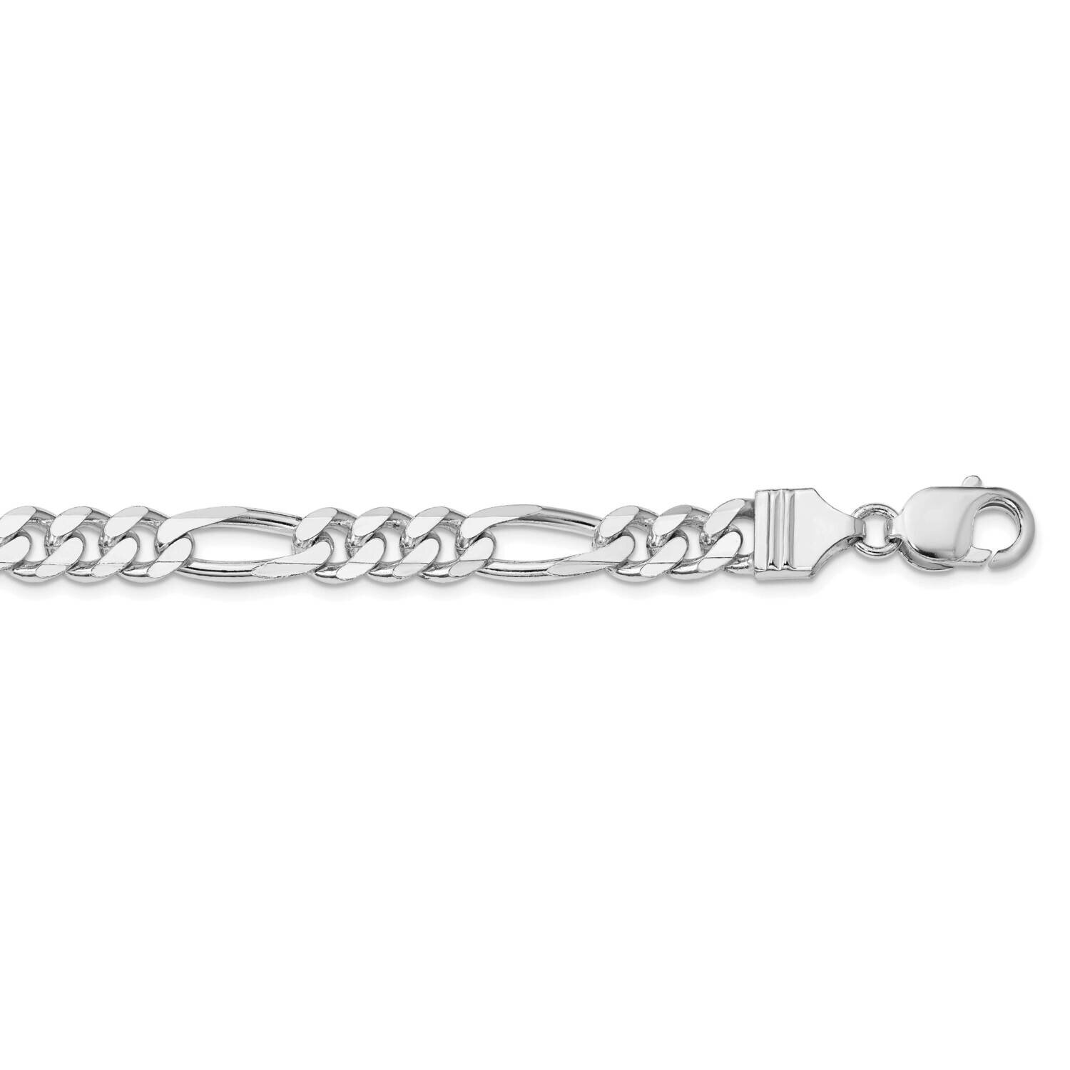 7.75mm Figaro Chain 28 Inch Sterling Silver Rhodium-Plated QFG220R-28, MPN: QFG220R-28,