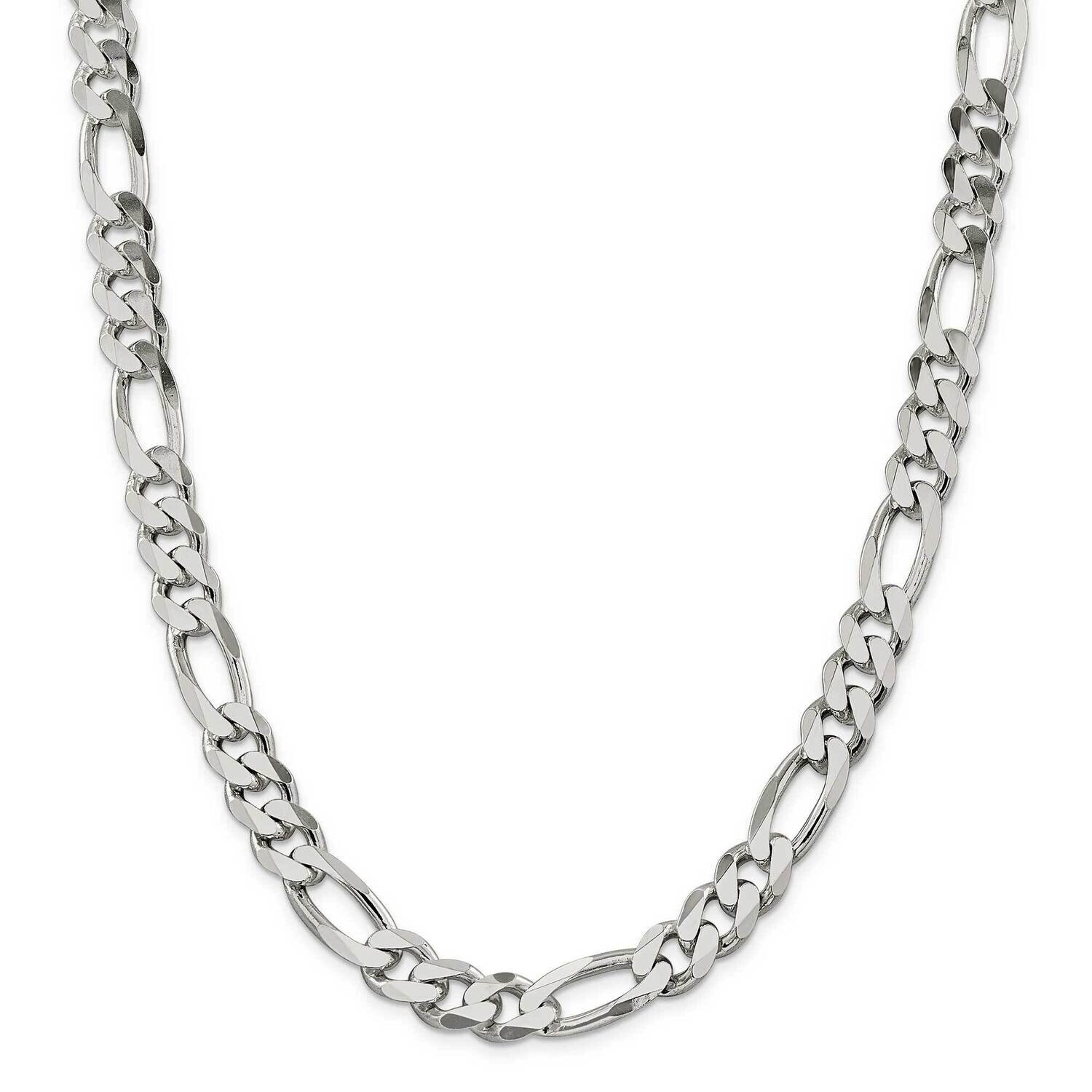 10.75mm Figaro Chain 30 Inch Sterling Silver QFG300-30, MPN: QFG300-30,
