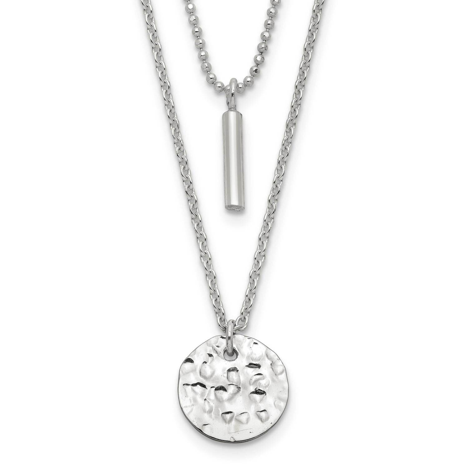 2-Strand Hammered Circle and Bar Necklace 16 Inch Sterling Silver QG5233-16, MPN: QG5233-16, 886774…