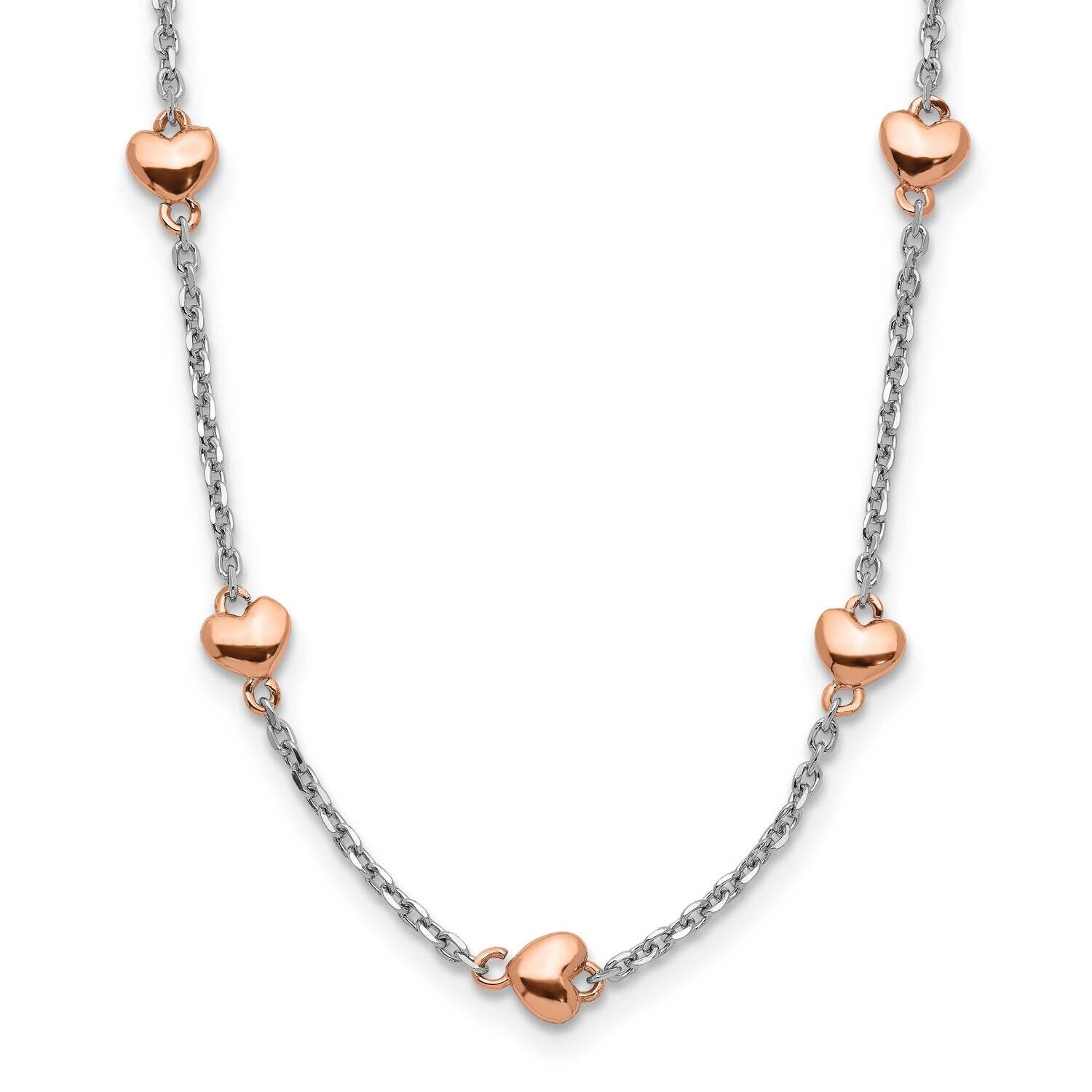 Rose Gold-Pltd 7-Heart 1.5 Inch Extender Necklace 15 Inch Sterling Silver Rhodium-Plated QG5250-15,…