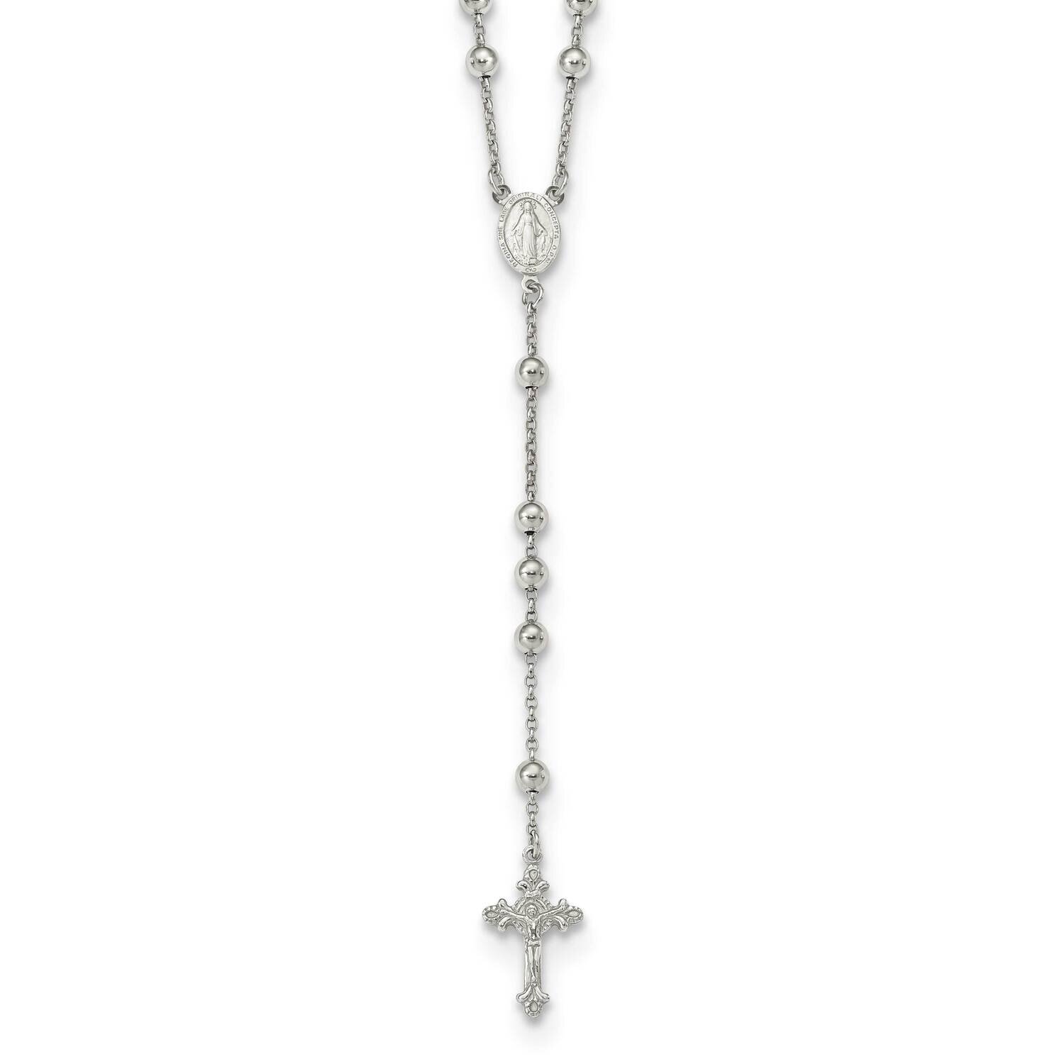 Beaded Rosary Necklace 25 Inch Sterling Silver QG5609-25, MPN: QG5609-25, 196904160213