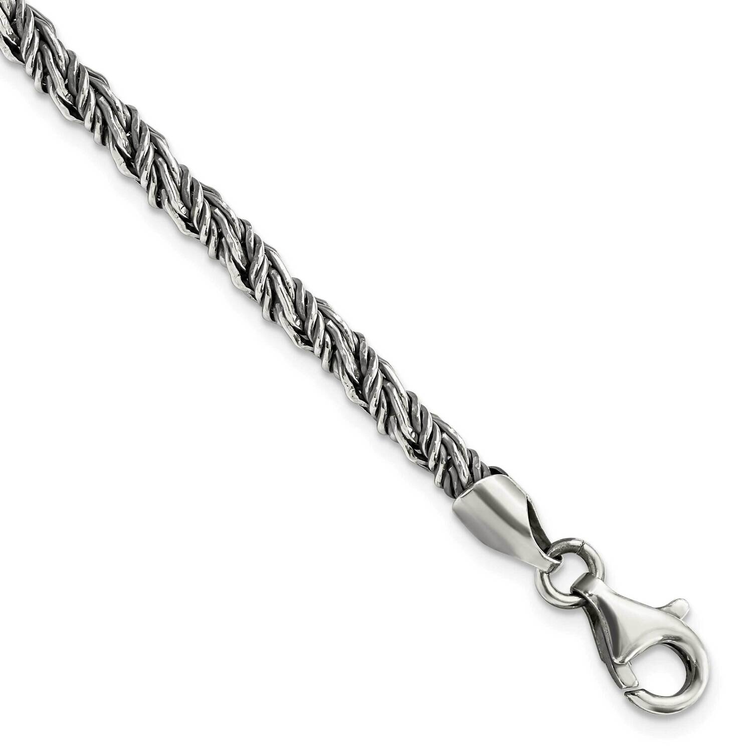 Rope Bracelet Sterling Silver Antiqued Polished QG5723-8.5, MPN: QG5723-8.5, 191101770098