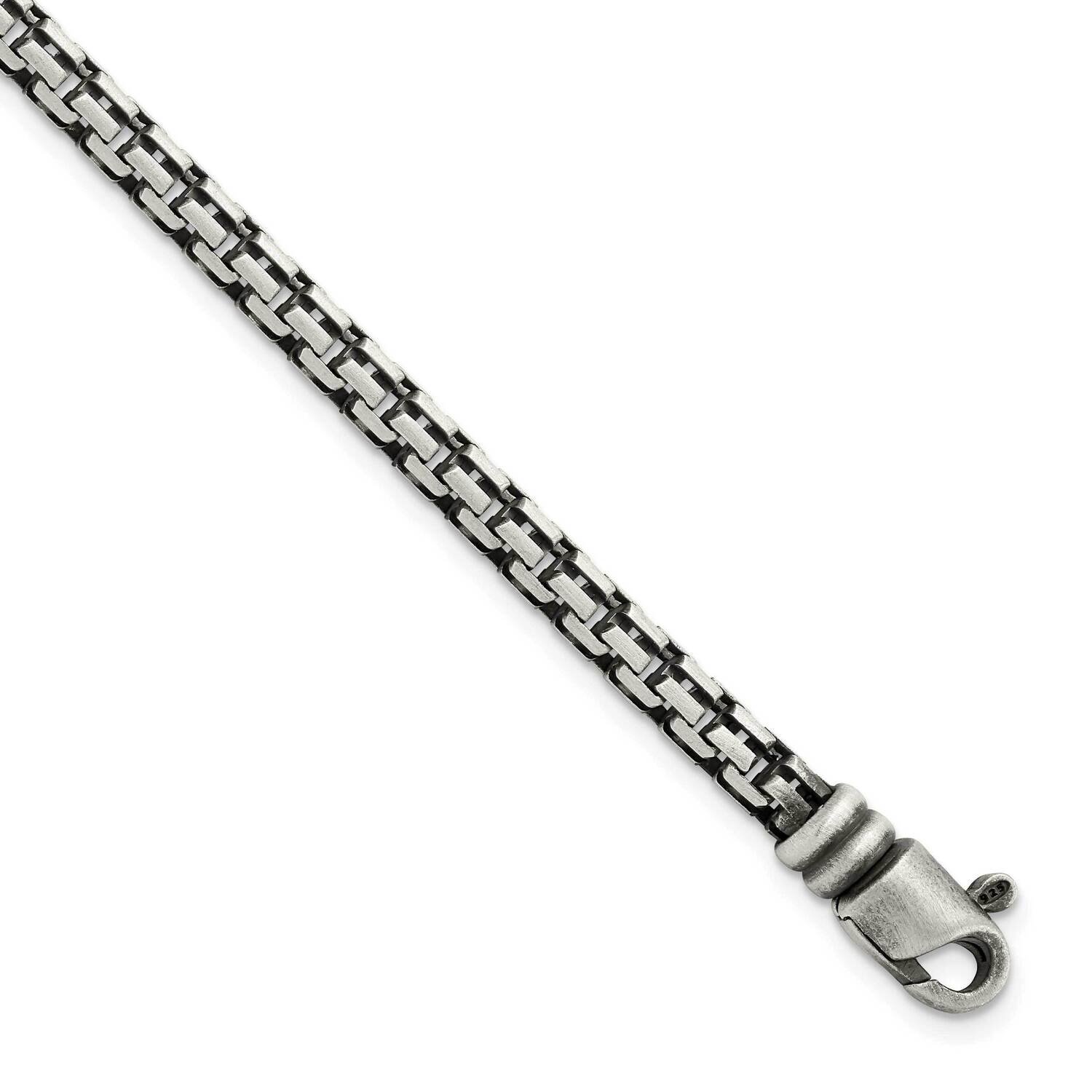 Brushed Antiqued Bismarck Chain Bracelet Sterling Silver QG5726-8.5
