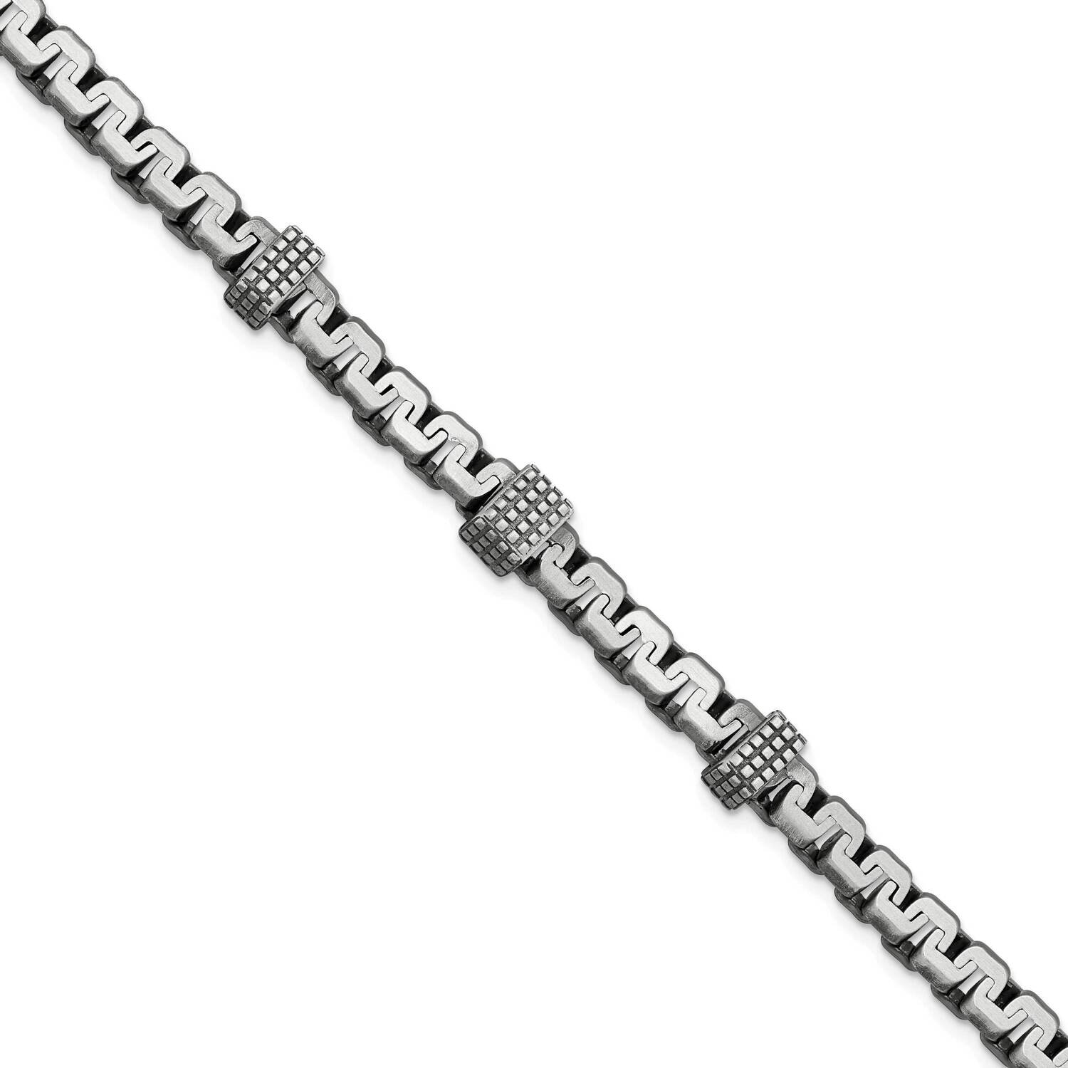 Mens Antiqued Brushed Textured Link Bracelet Sterling Silver QG5731-8.5, MPN: QG5731-8.5, 191101770…