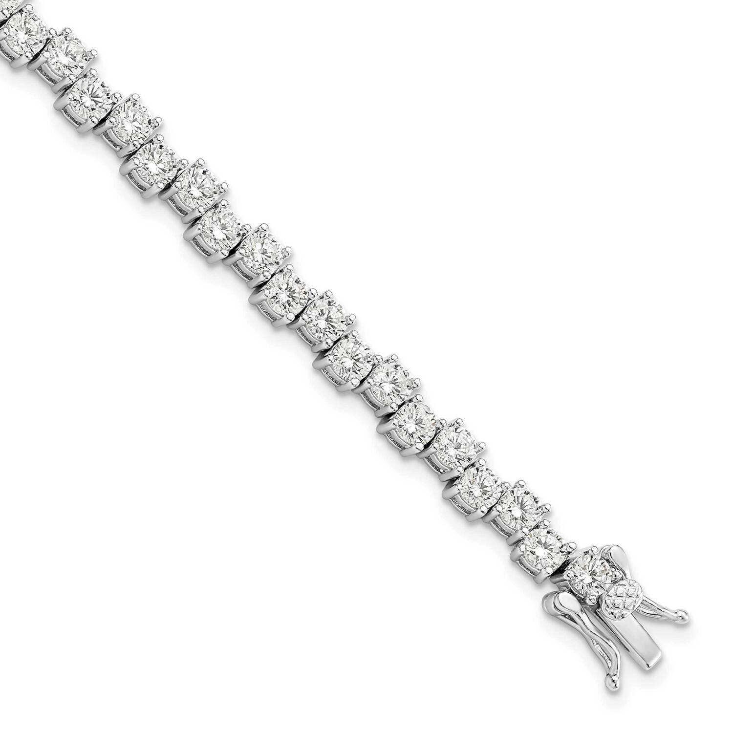 4mm CZ Diamond Bracelet Sterling Silver Rhodium-Plated Polished QG5738-7.5, MPN: QG5738-7.5, 196904…