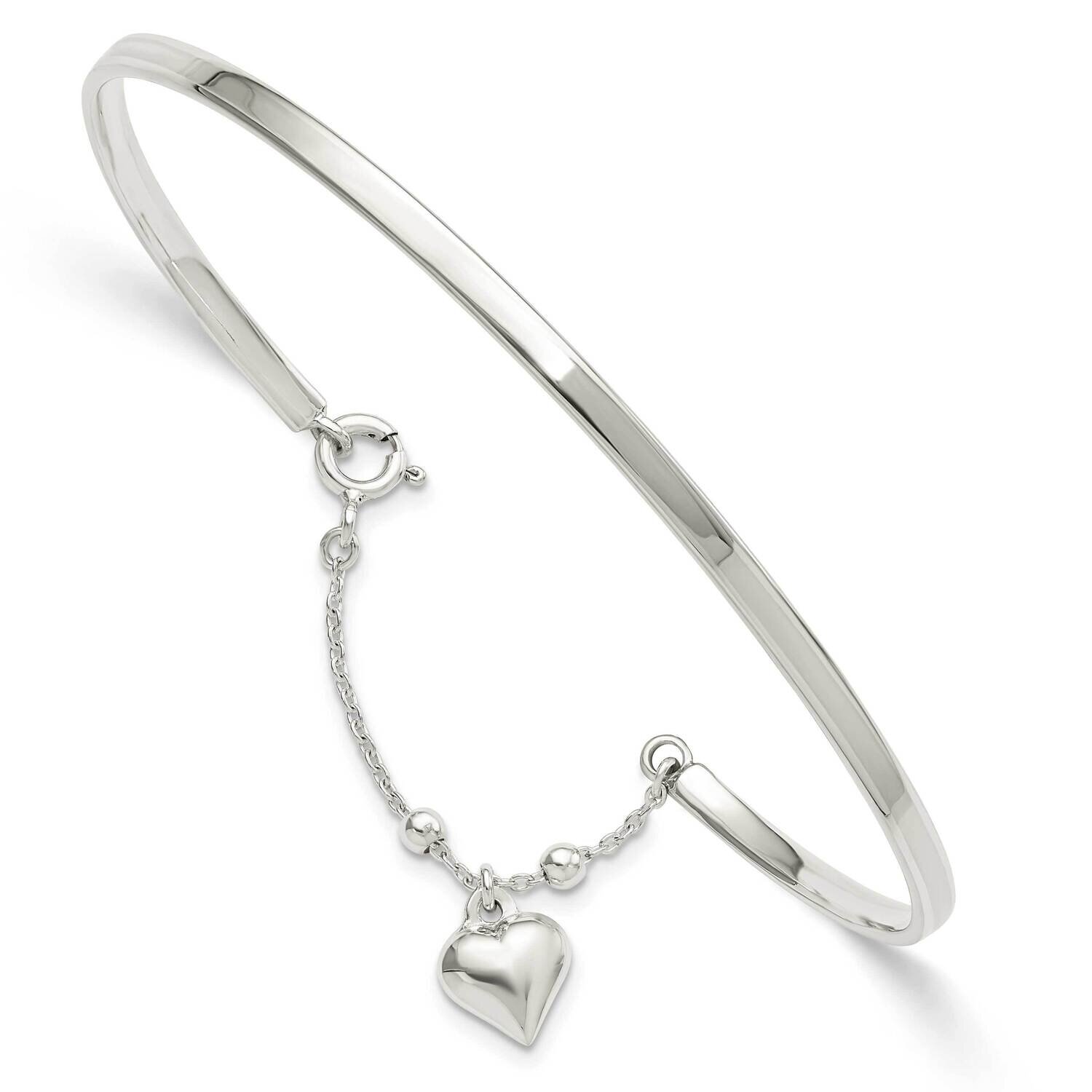 Puffed Heart Bangle Anklet Sterling Silver QG5750