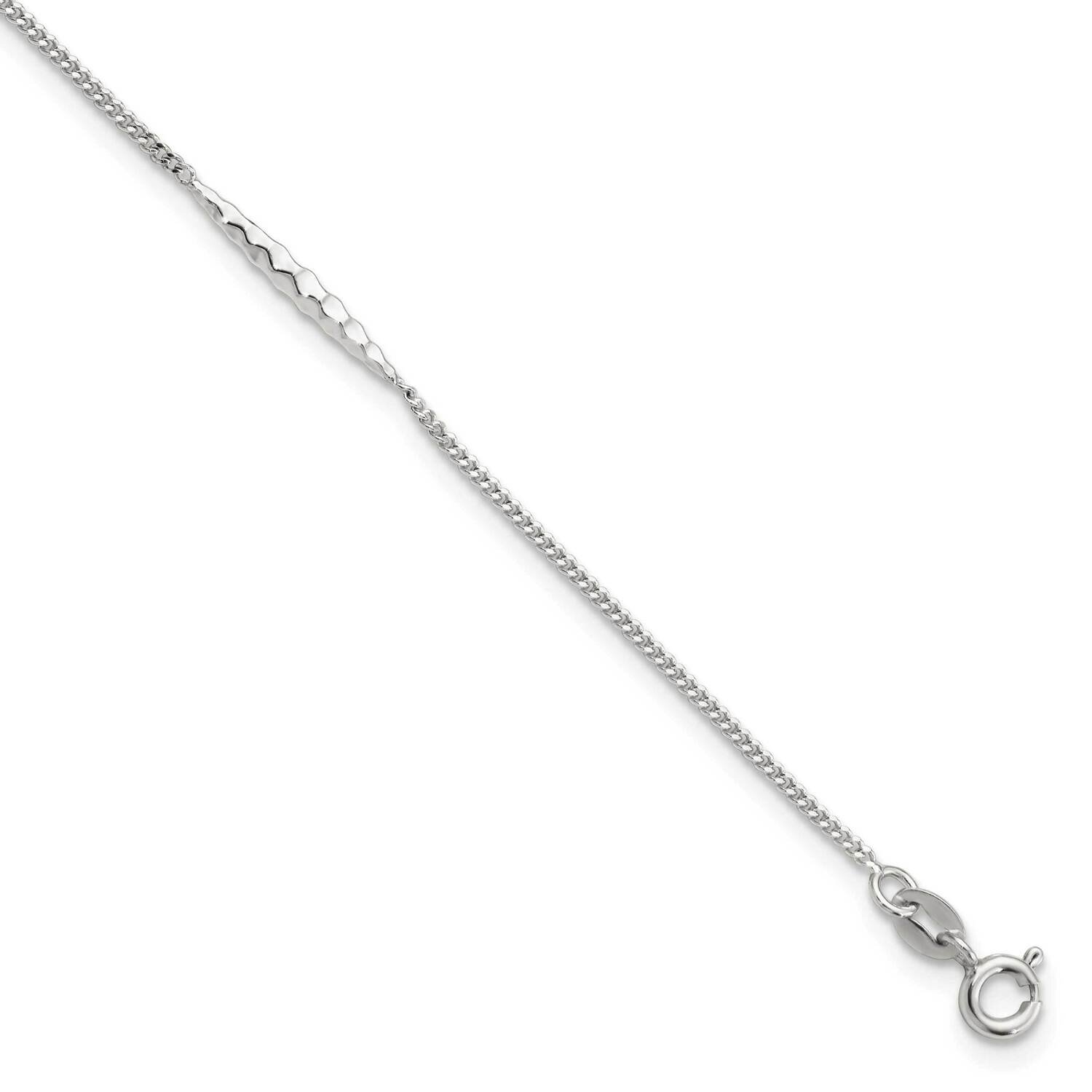 9 Inch Plus 1 Inch Extender Textured Bar Anklet Sterling Silver QG5769-9