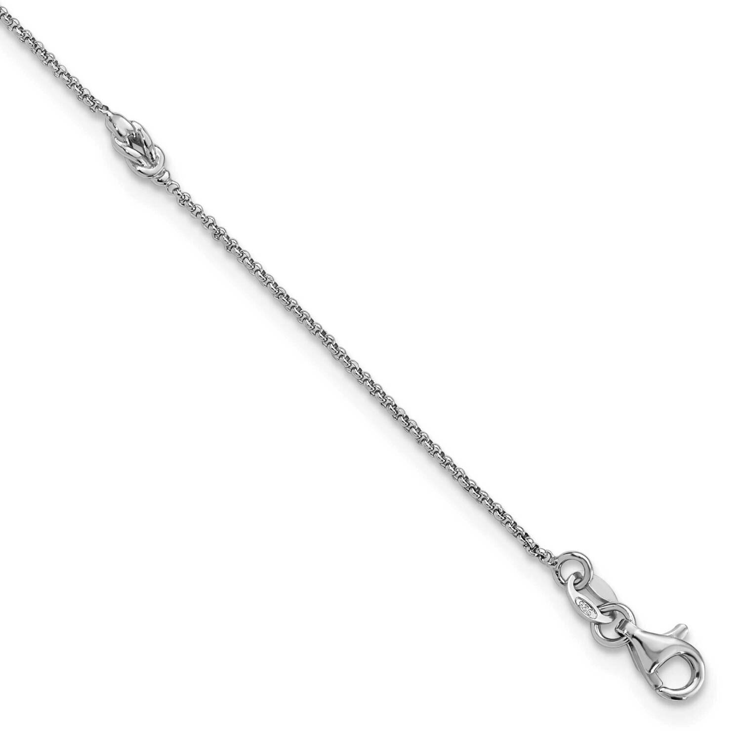 Three Station Knot 9 Inch Plus 1 Inch Extender Anklet Sterling Silver Rhodium-Plated QG5772-9