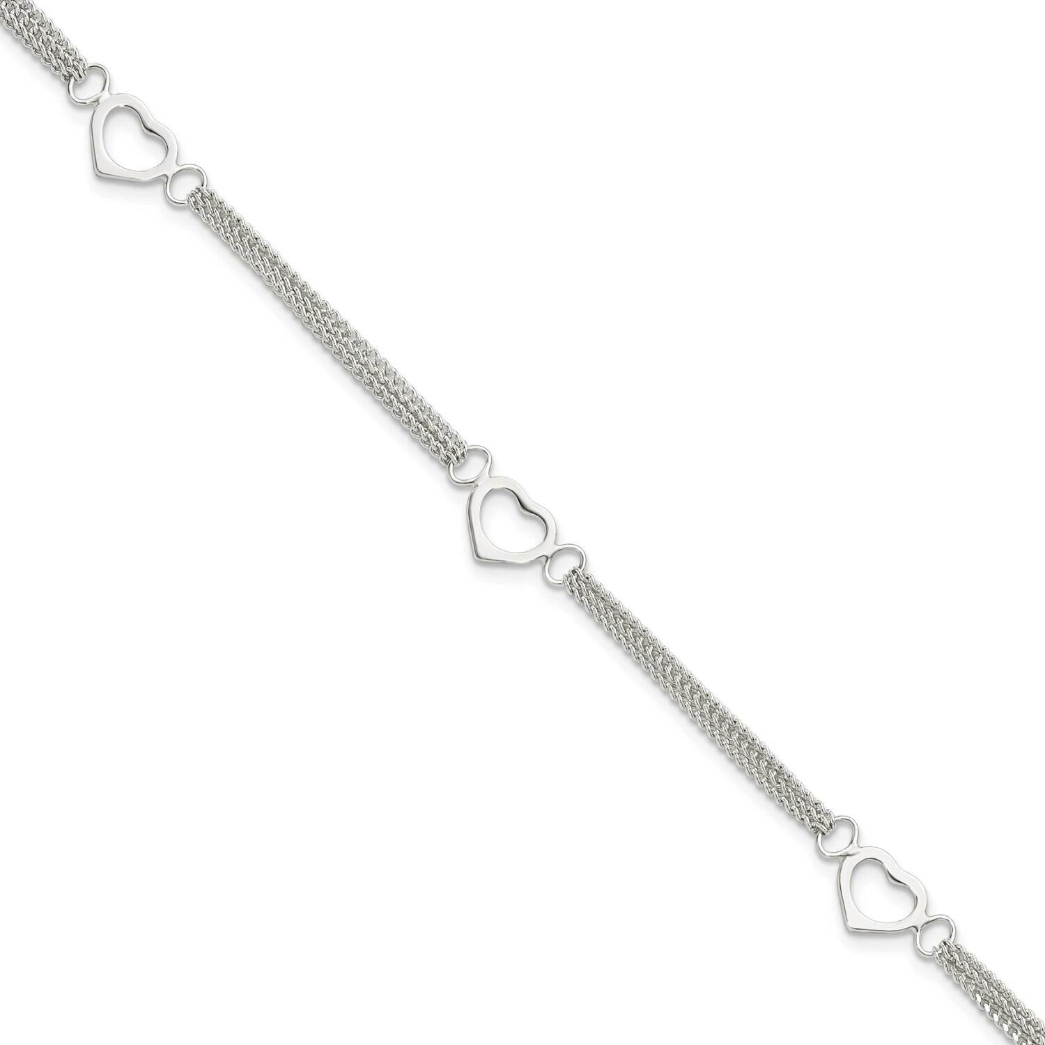 Multi-Strand Heart 7 Inch Bracelet Sterling Silver Polished QG5781-7, MPN: QG5781-7, 196904163511