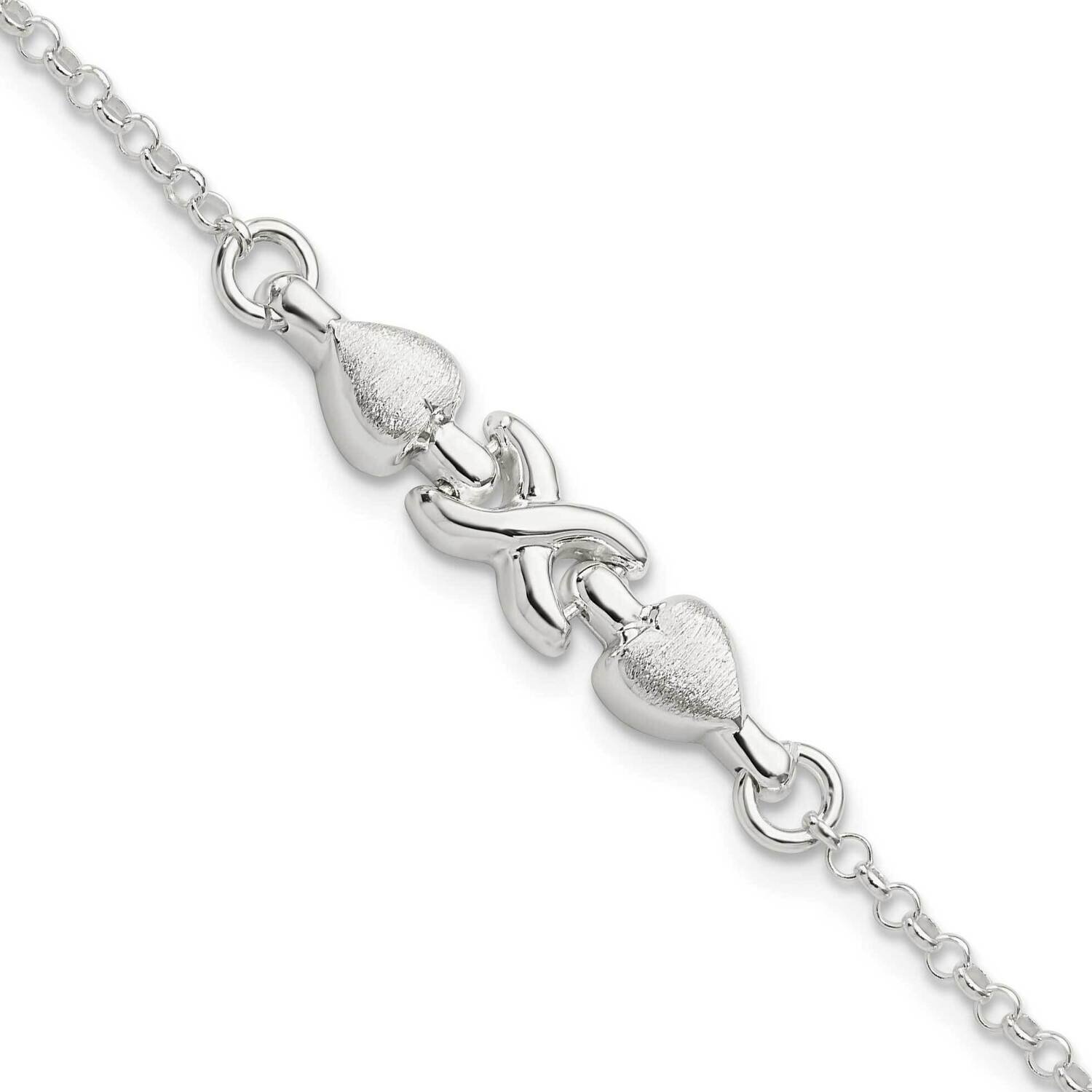 Satin &amp; Polished Double Heart Bracelet Sterling Silver QG5790-7.5, MPN: QG5790-7.5, 196904165003